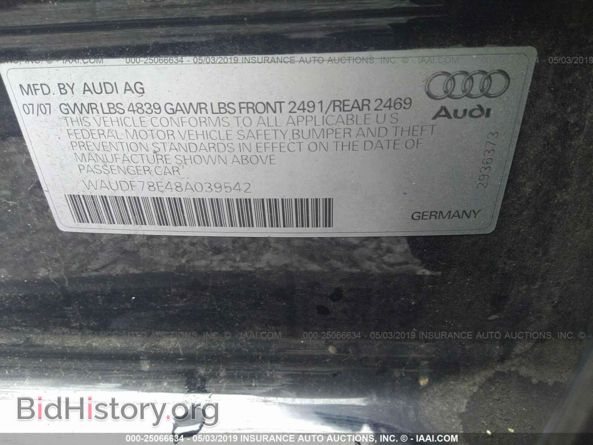 2008 AUDI A4 - VIN: WAUDF78E48A039542 - Photo 9