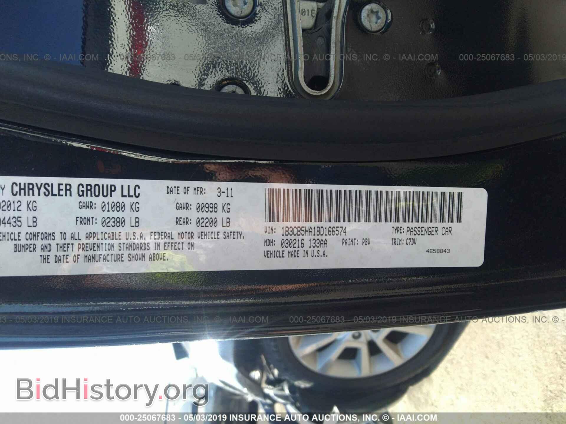 2011 DODGE CALIBER - VIN: 1B3CB5HA1BD166574 - Фото 9