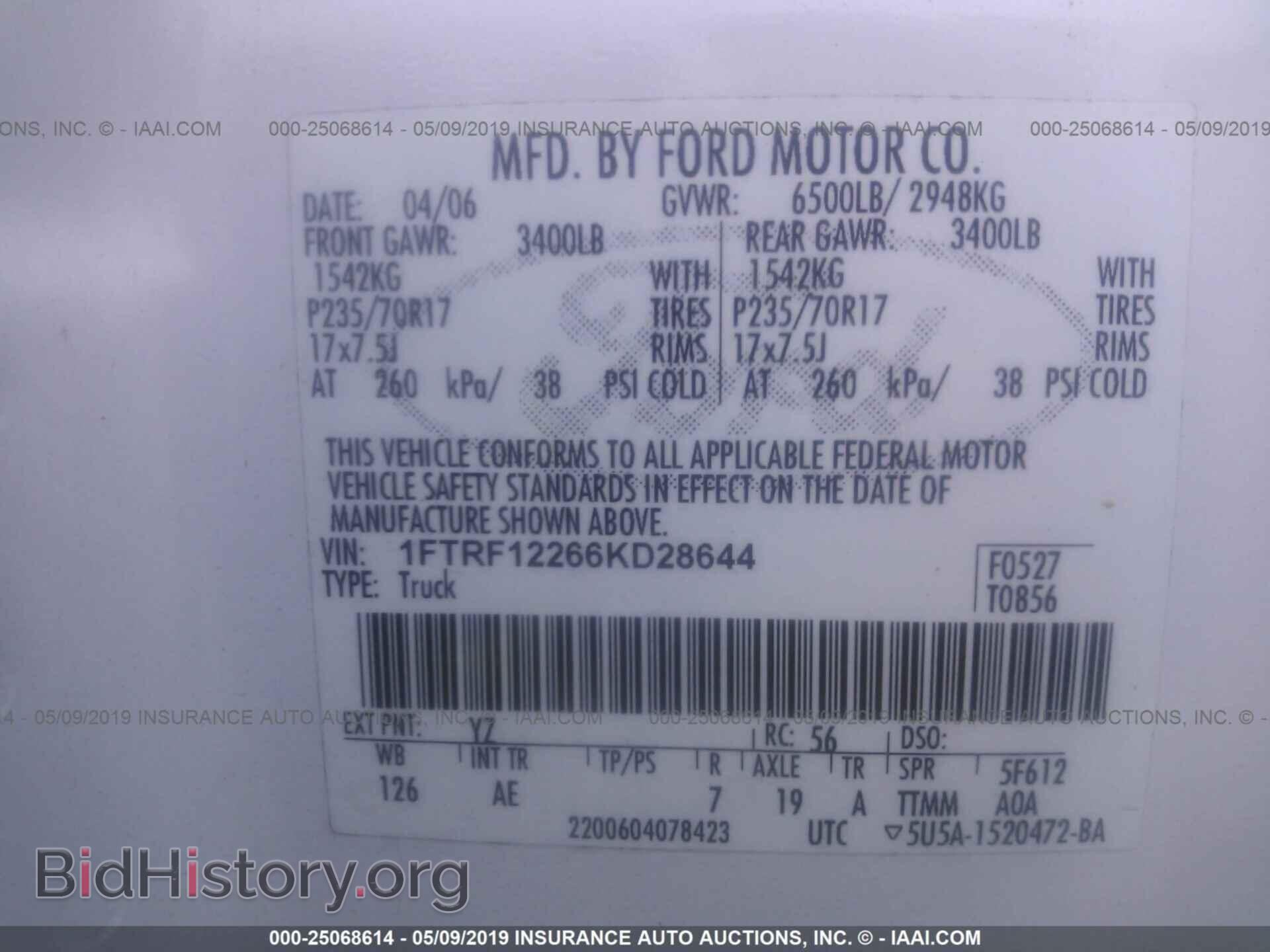 2006 FORD F150 - VIN: 1FTRF12266KD28644 - Фото 9
