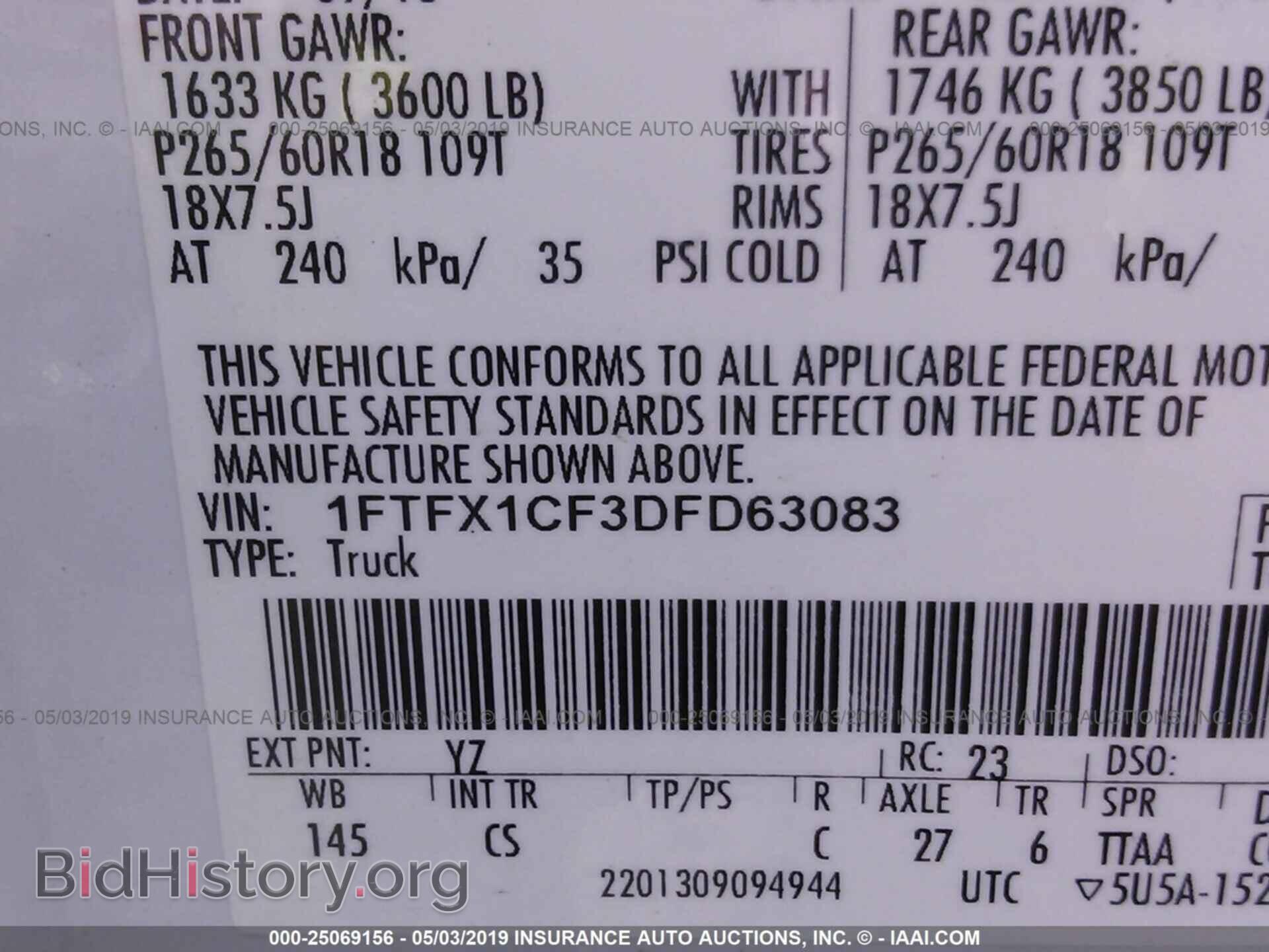 2013 FORD F150 - VIN: 1FTFX1CF3DFD63083 - Фото 9