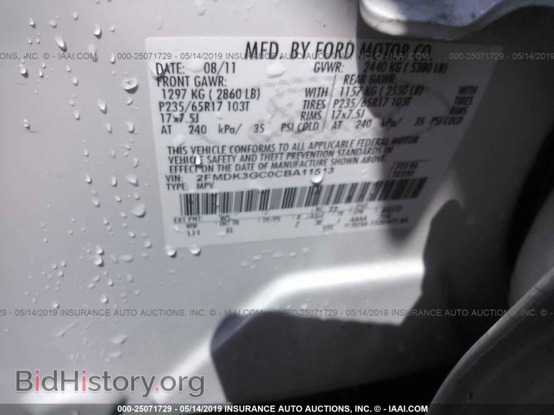 2012 FORD EDGE - VIN: 2FMDK3GC0CBA11513 - Фото 9