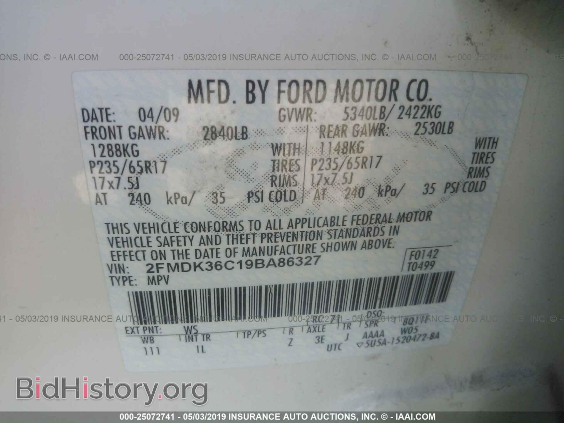 2009 FORD EDGE - VIN: 2FMDK36C19BA86327 - Photo 9