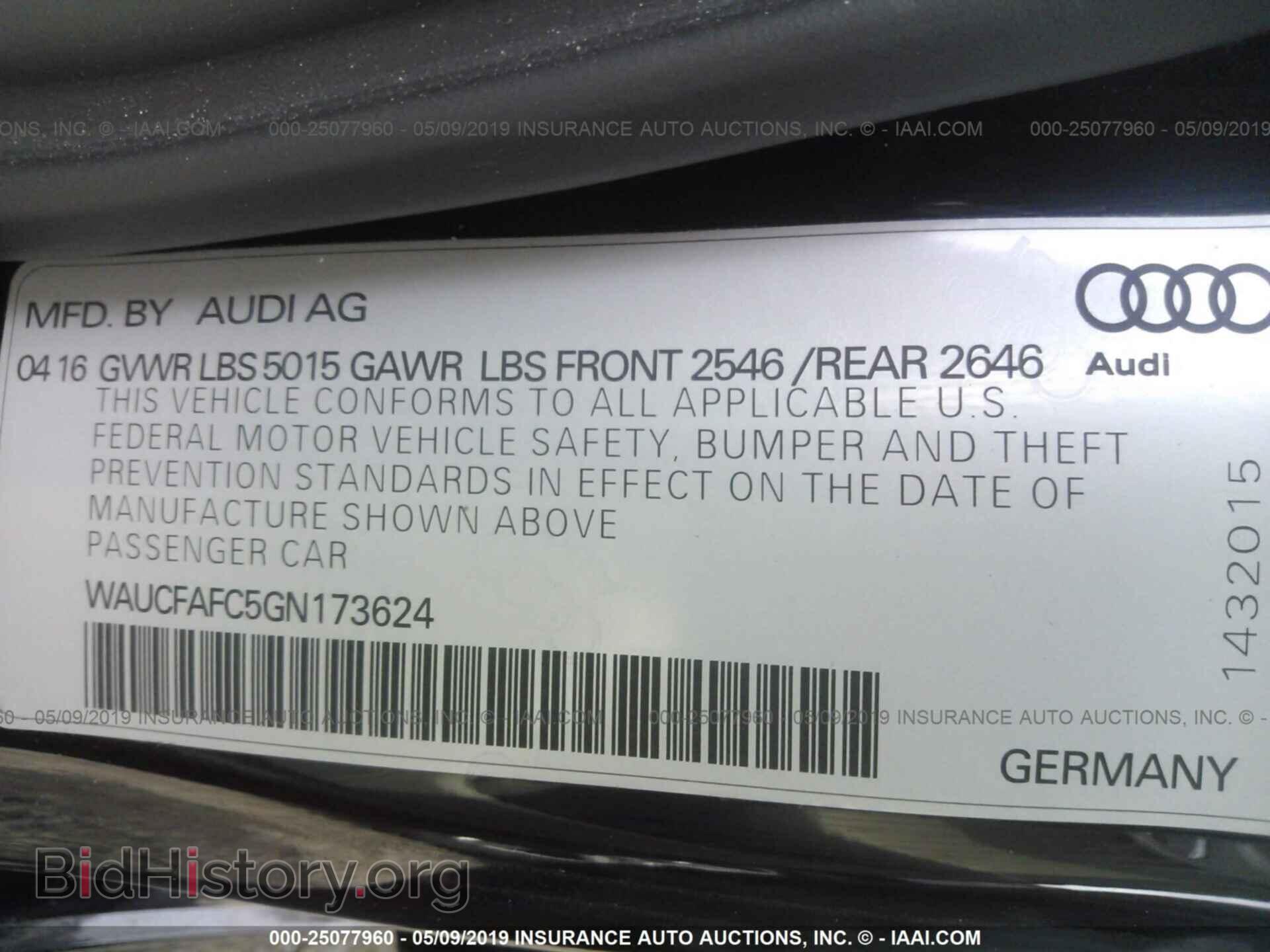 2016 AUDI A6 - VIN: WAUCFAFC5GN173624 - Фото 9