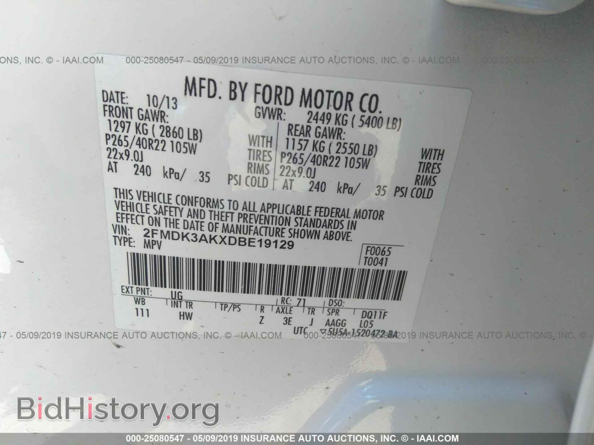 2013 FORD EDGE - VIN: 2FMDK3AKXDBE19129 - Фото 9