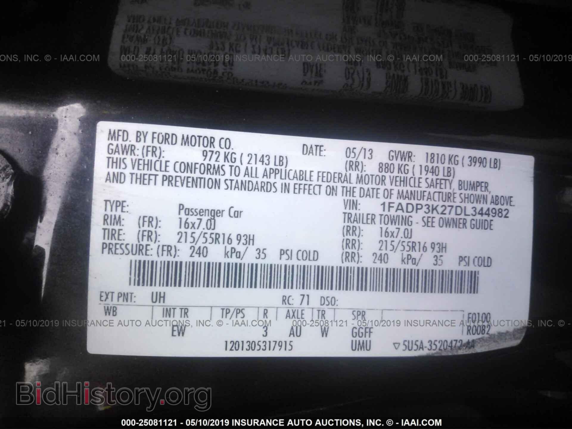 2013 FORD FOCUS - VIN: 1FADP3K27DL344982 - Фото 9