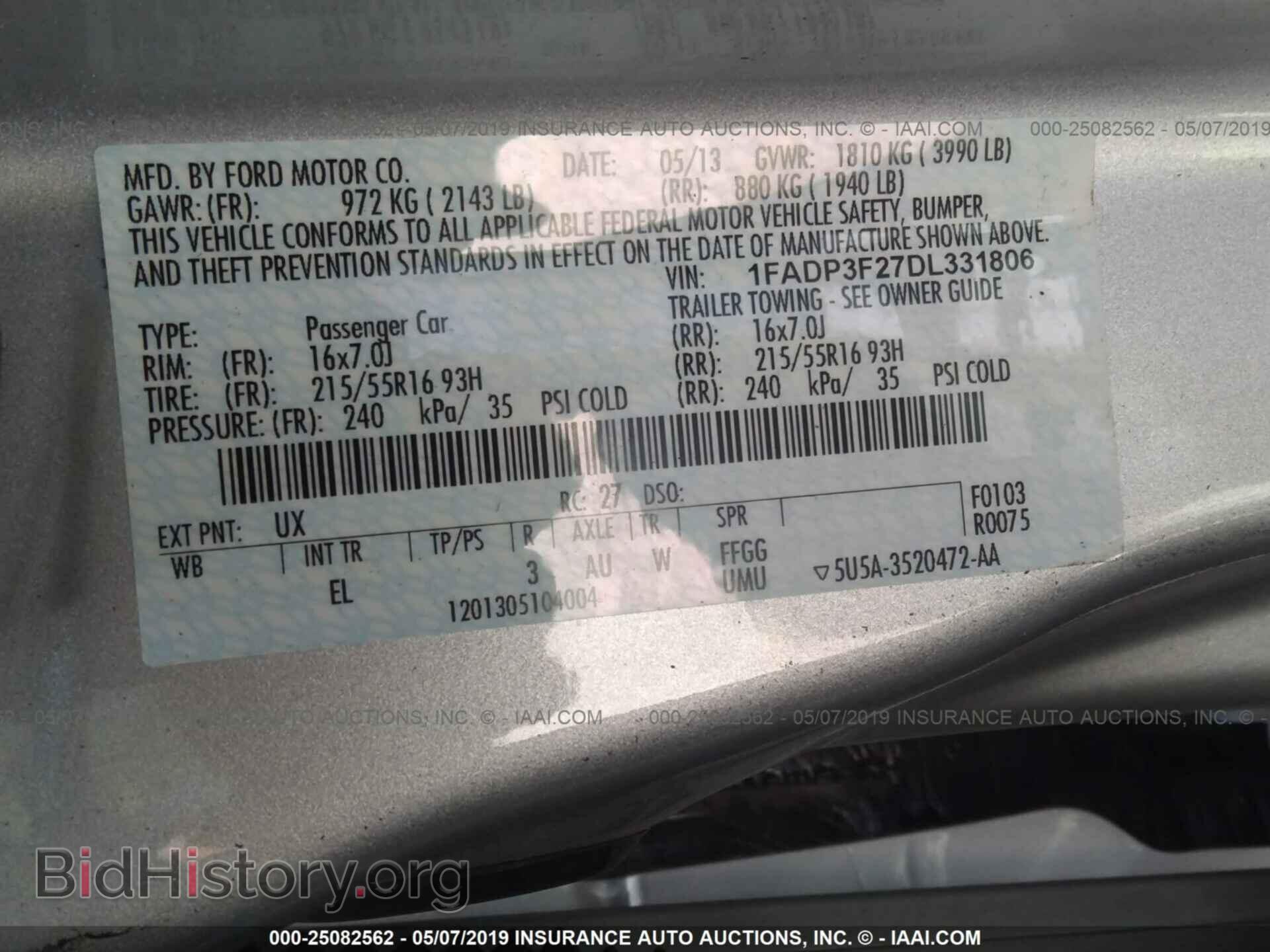 2013 FORD FOCUS - VIN: 1FADP3F27DL331806 - Фото 9