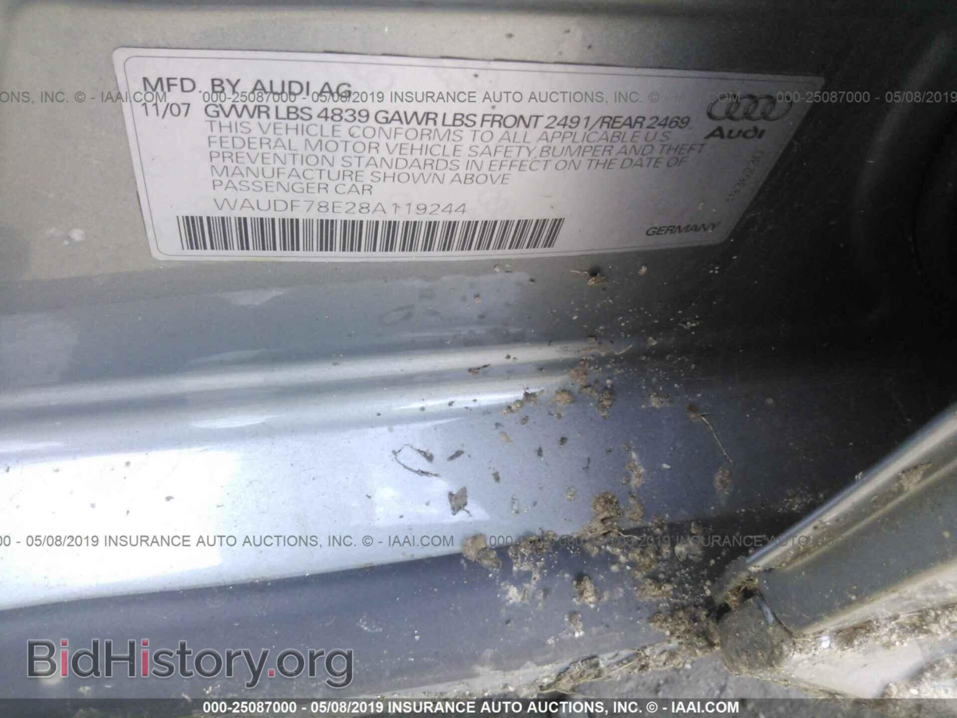 2008 AUDI A4 - VIN: WAUDF78E28A119244 - Фото 9