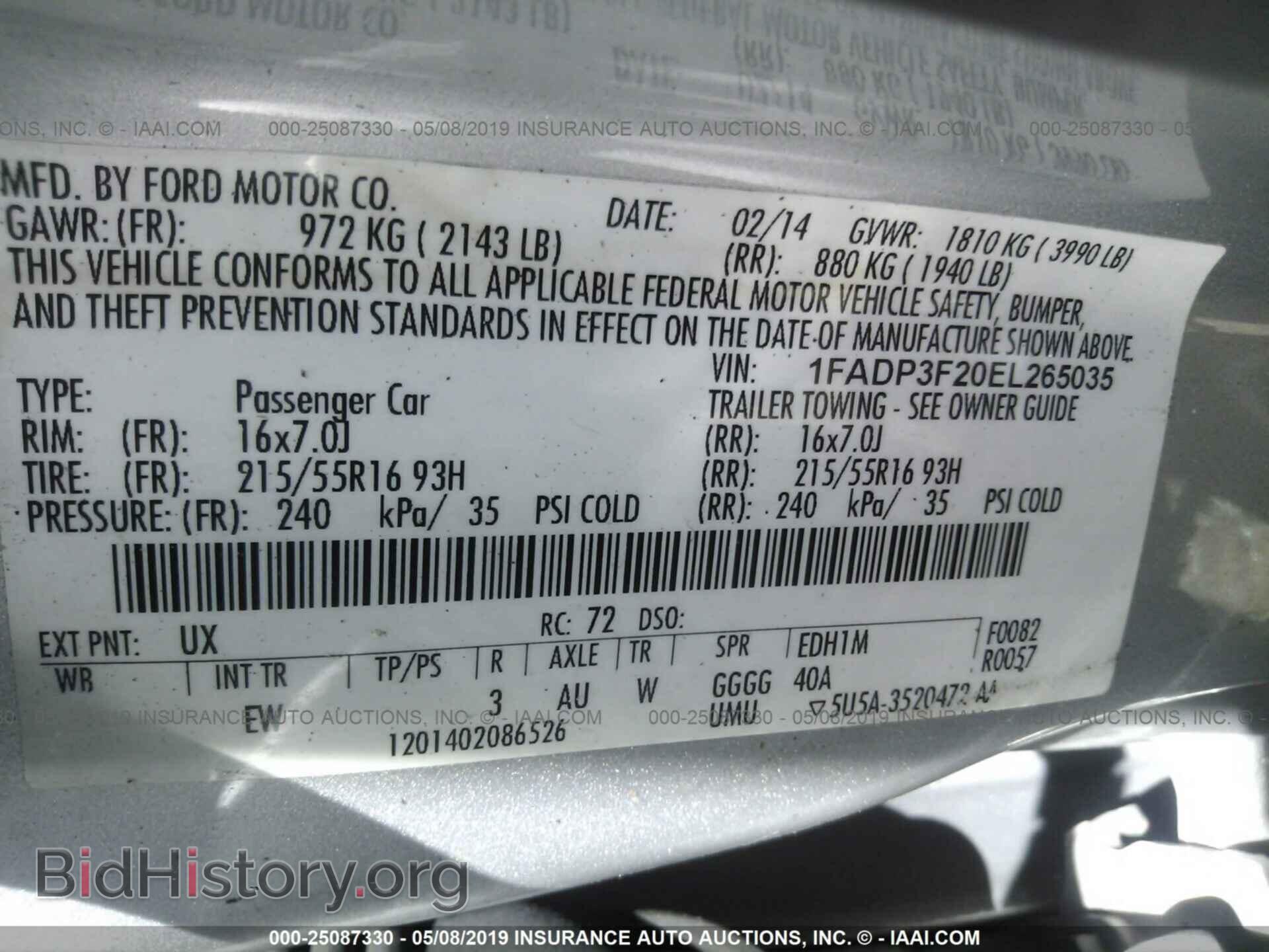 2014 FORD FOCUS - VIN: 1FADP3F20EL265035 - Фото 9