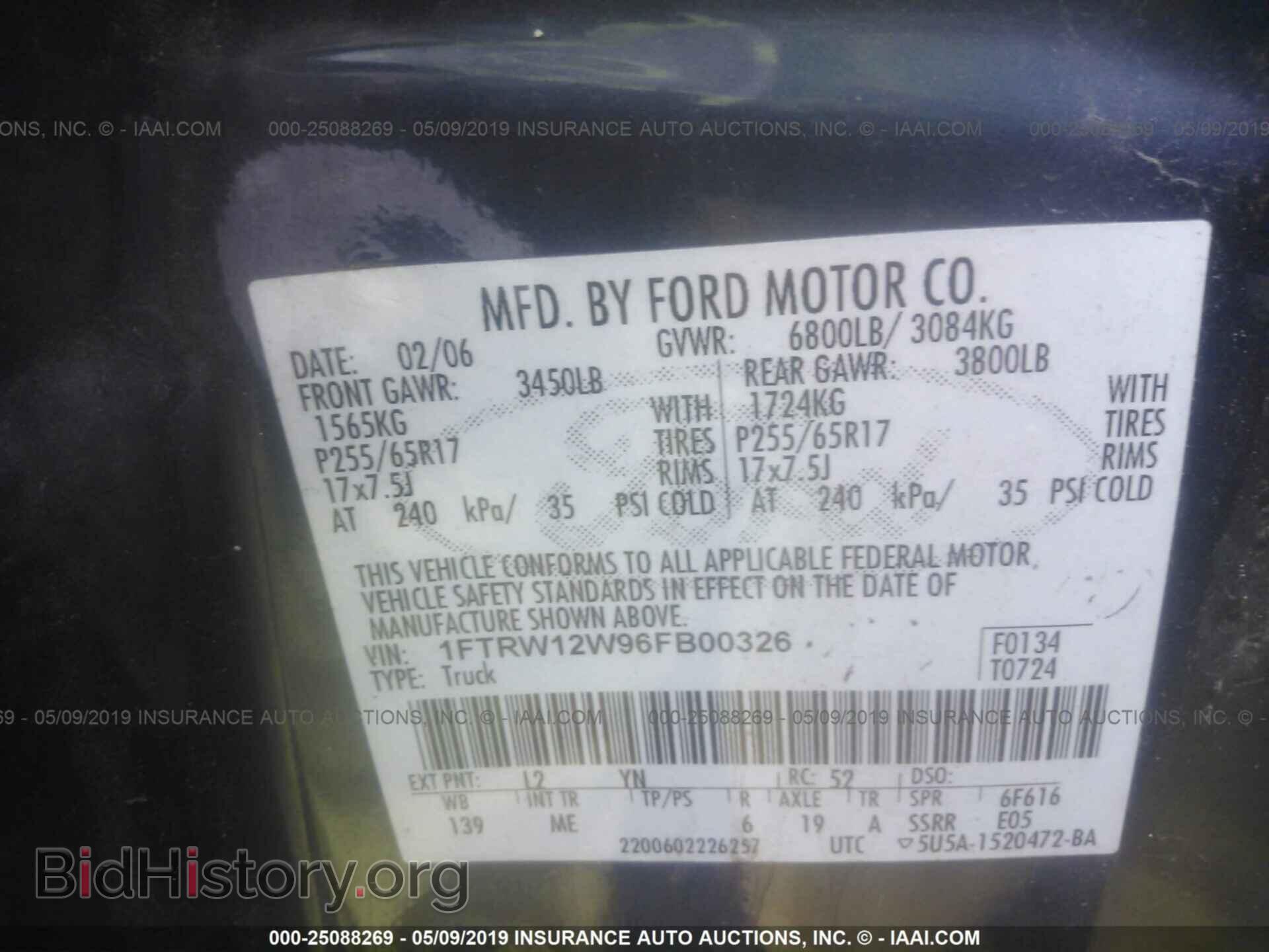 2006 FORD F150 - VIN: 1FTRW12W96FB00326 - Фото 9