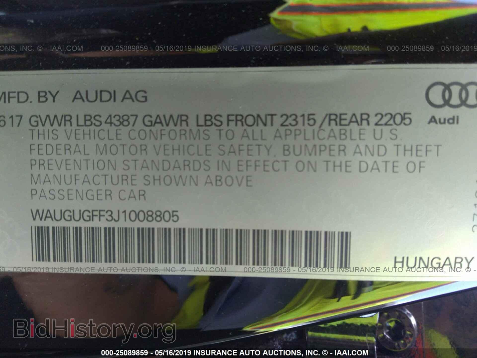 2018 AUDI A3 - VIN: WAUGUGFF3J1008805 - Photo 9