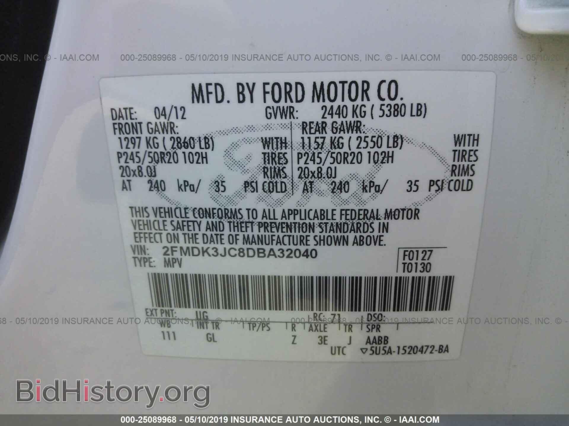 2013 FORD EDGE - VIN: 2FMDK3JC8DBA32040 - Фото 9