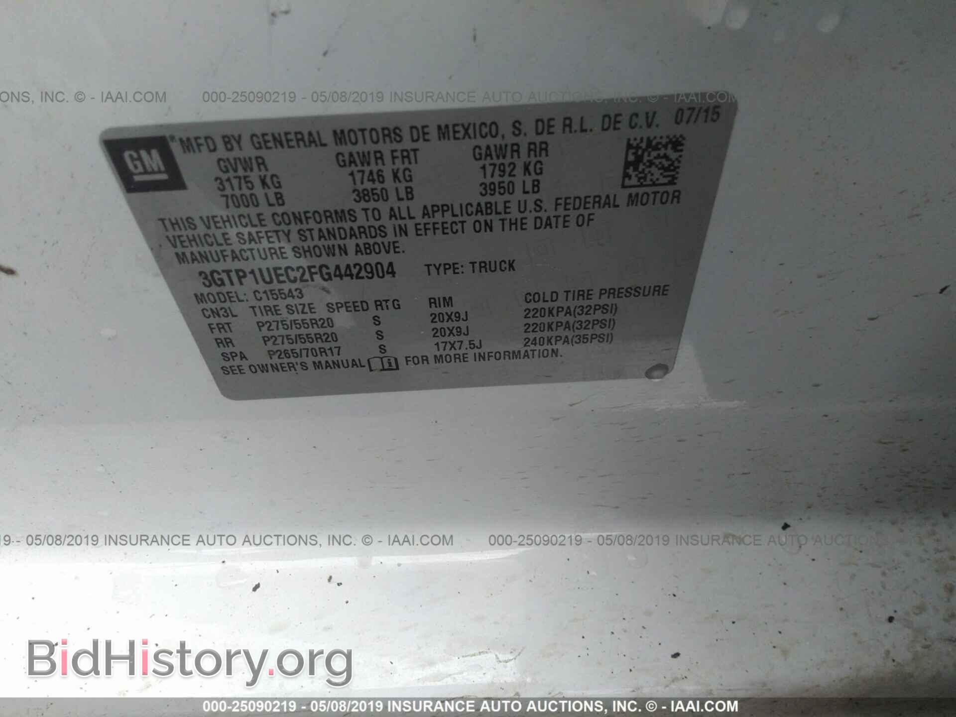 2015 GMC SIERRA - VIN: 3GTP1UEC2FG442904 - Фото 9