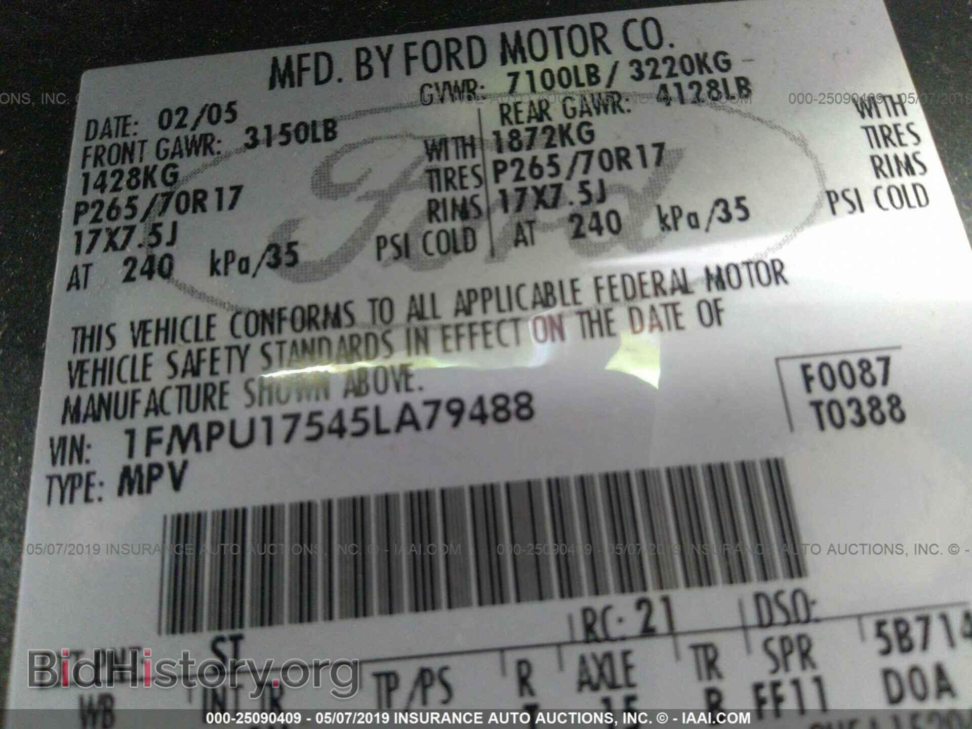 2005 FORD EXPEDITION - VIN: 1FMPU17545LA79488 - Фото 9