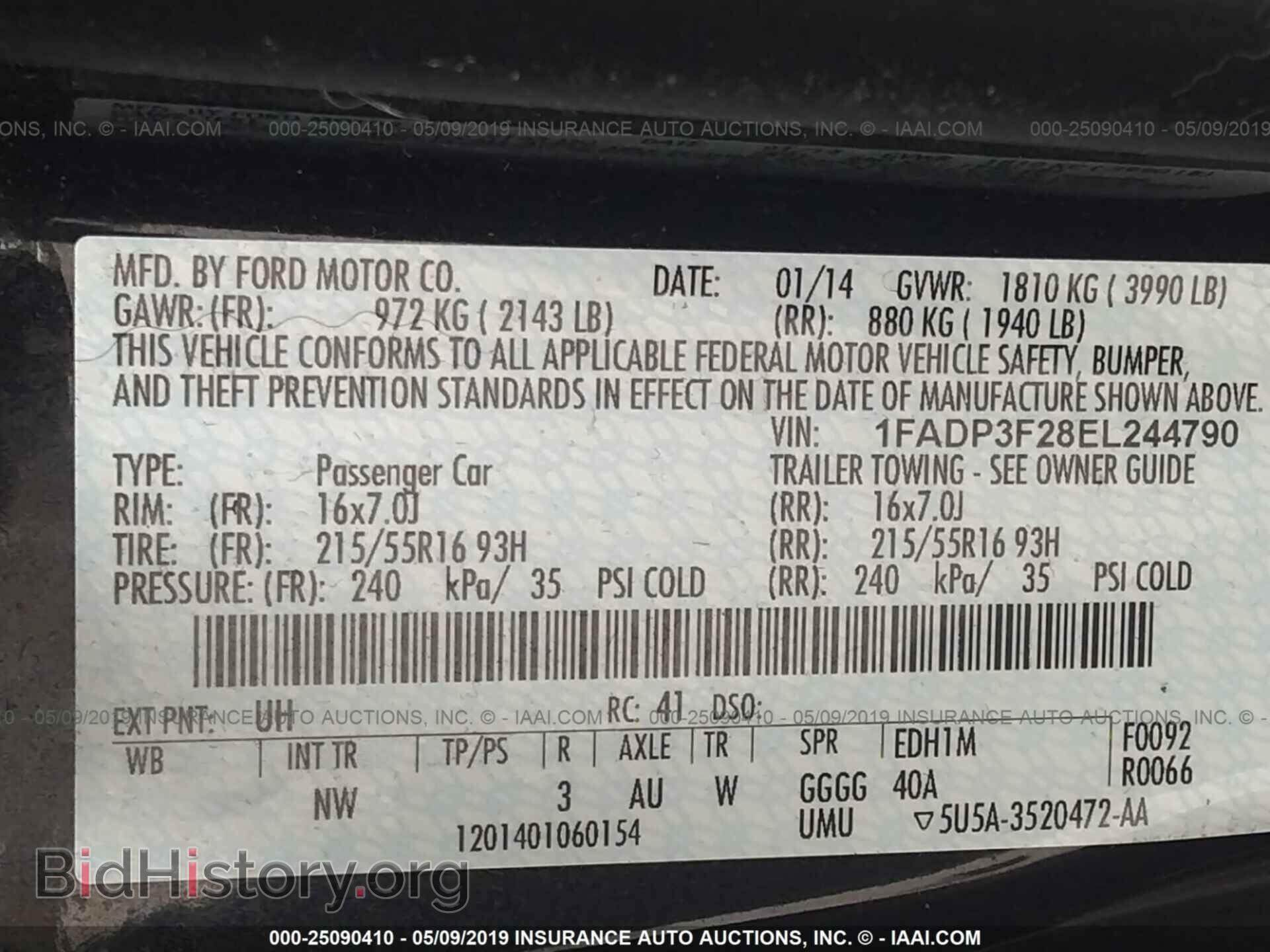 2014 FORD FOCUS - VIN: 1FADP3F28EL244790 - Фото 9