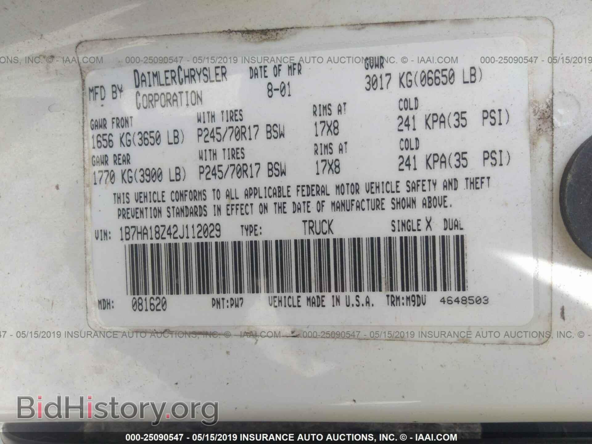 2002 DODGE RAM 1500 - VIN: 1B7HA18Z42J112029 - Фото 9