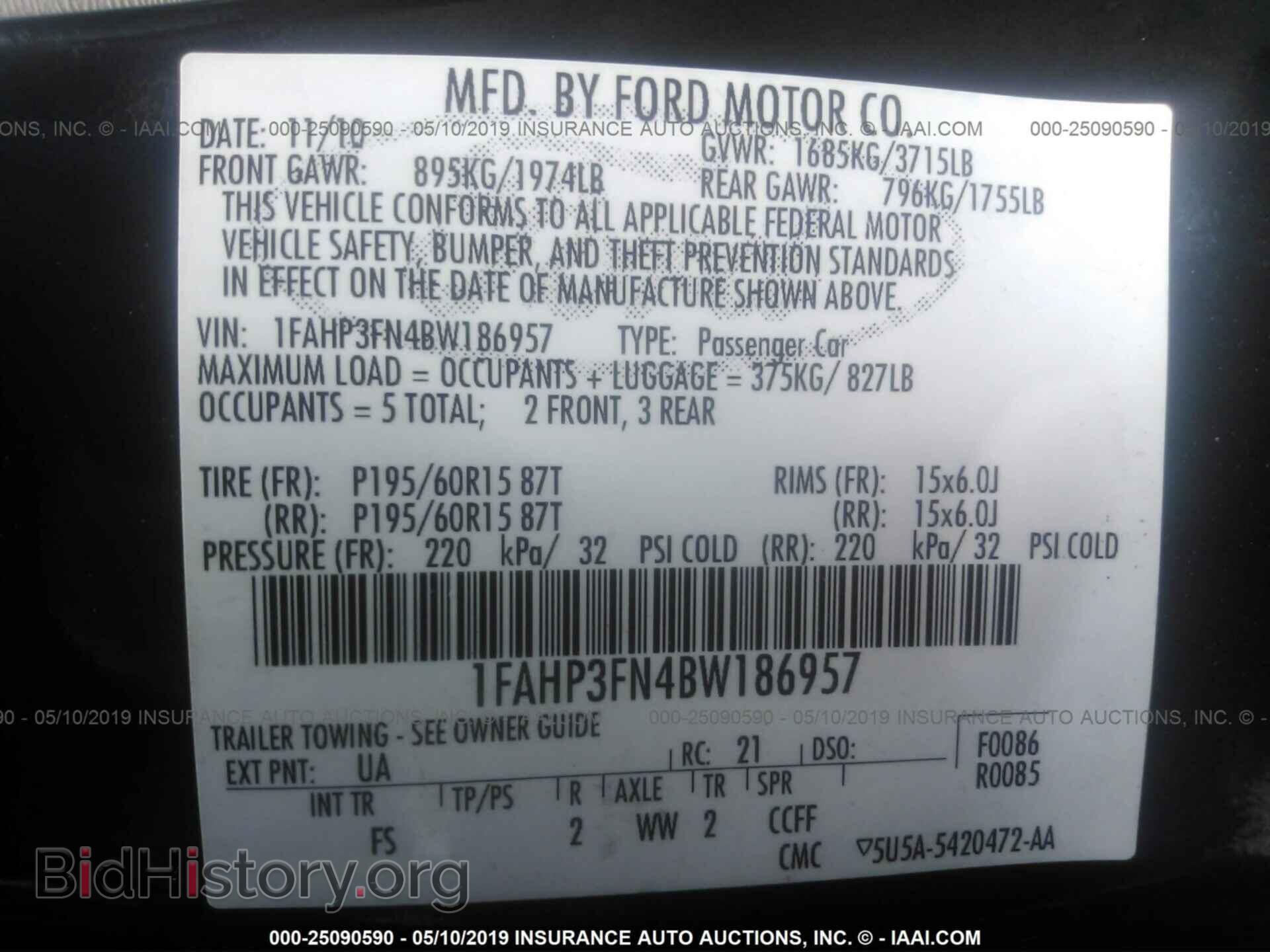 2011 FORD FOCUS - VIN: 1FAHP3FN4BW186957 - Фото 9