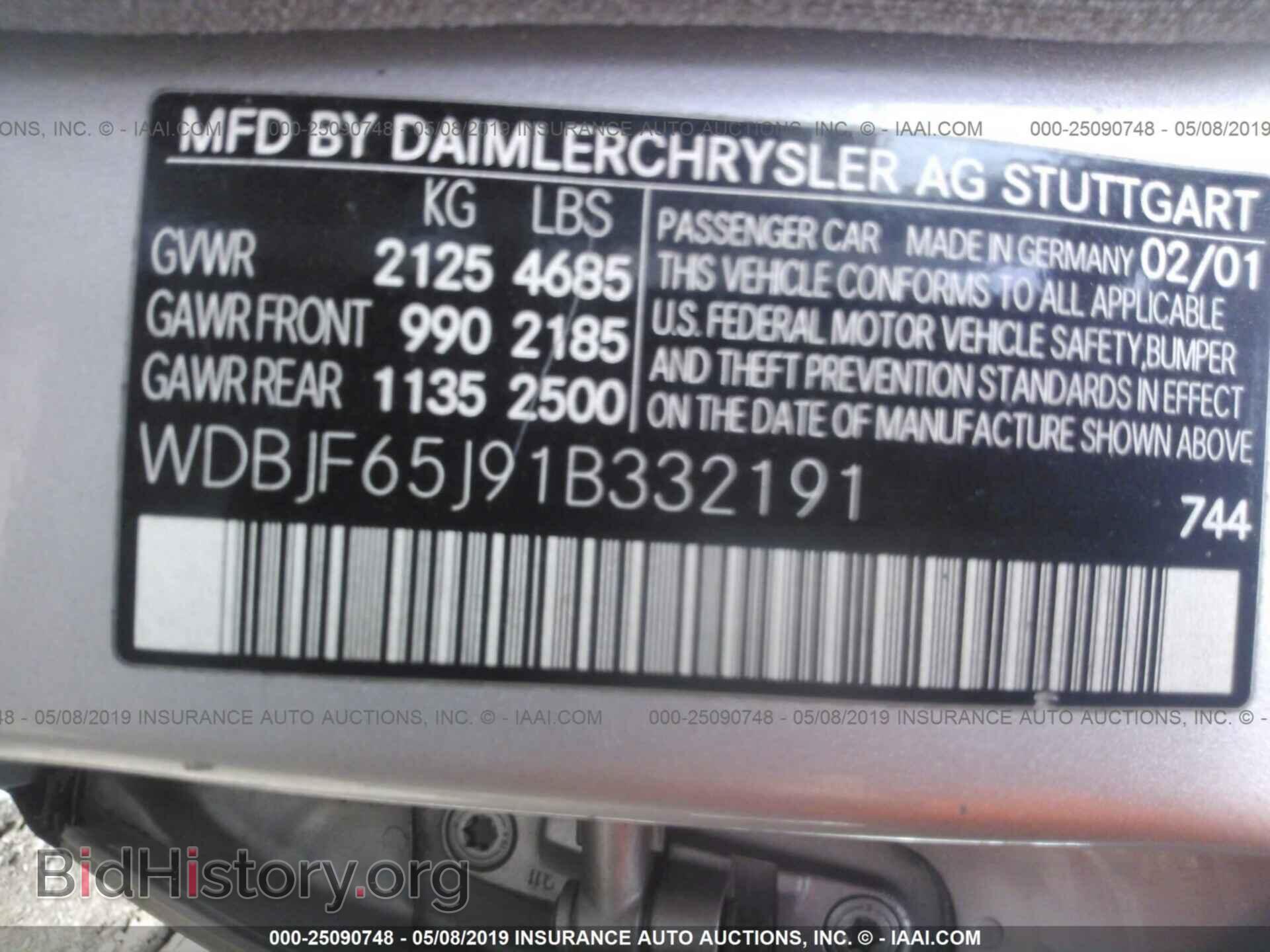 2001 MERCEDES-BENZ E - VIN: WDBJF65J91B332191 - Фото 9