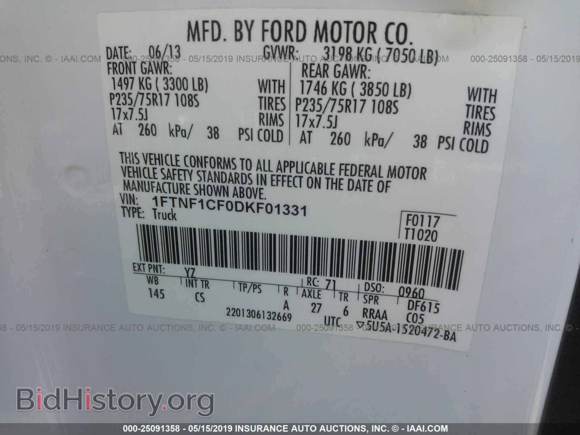 2013 FORD F150 - VIN: 1FTNF1CF0DKF01331 - Photo 9