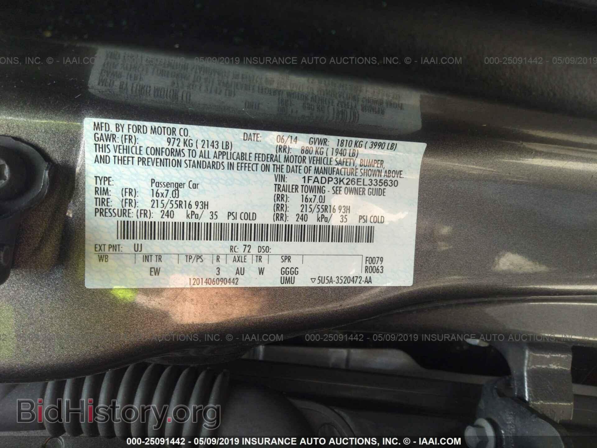 2014 FORD FOCUS - VIN: 1FADP3K26EL335630 - Фото 9