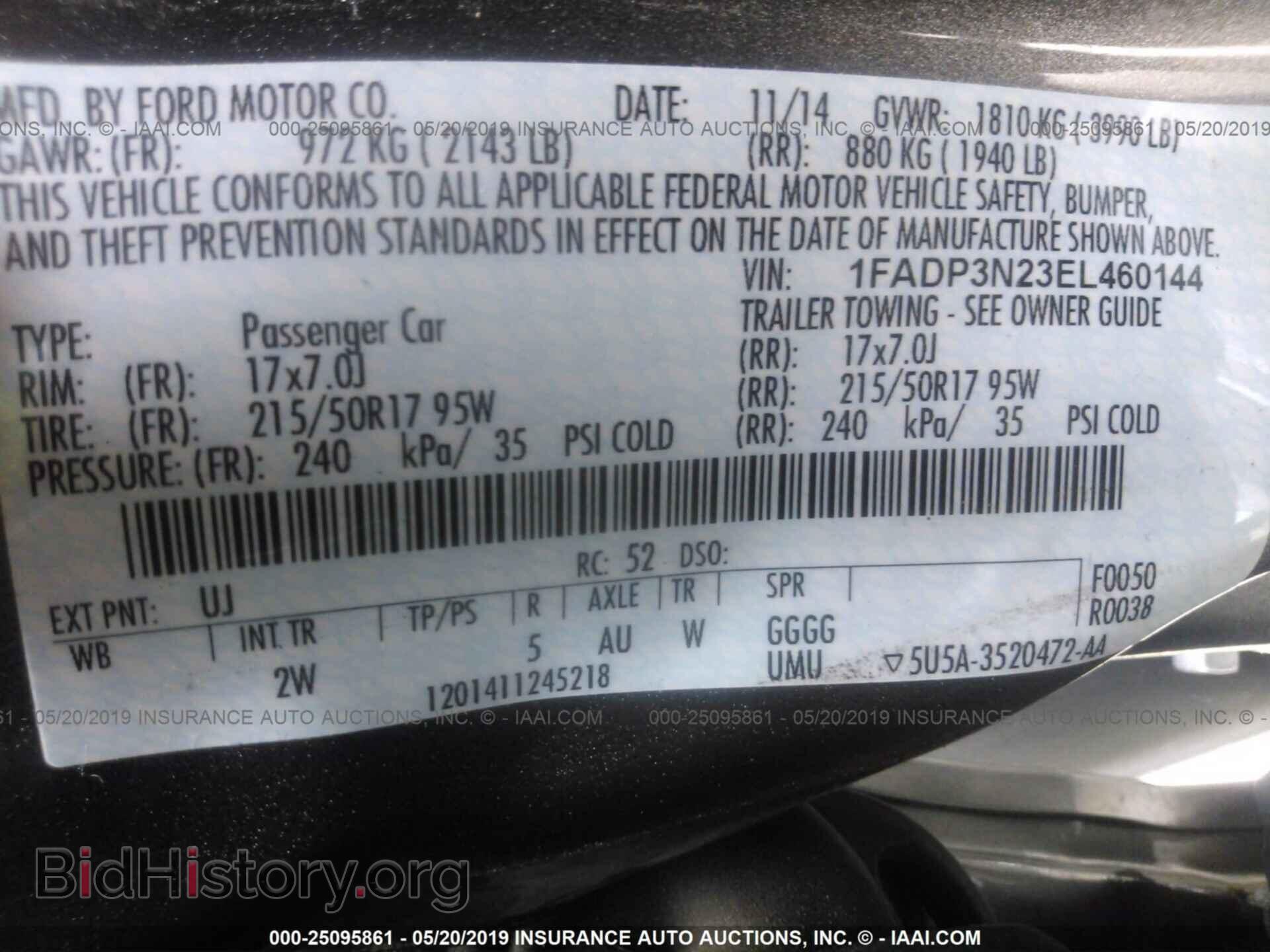 2014 FORD FOCUS - VIN: 1FADP3N23EL460144 - Фото 9