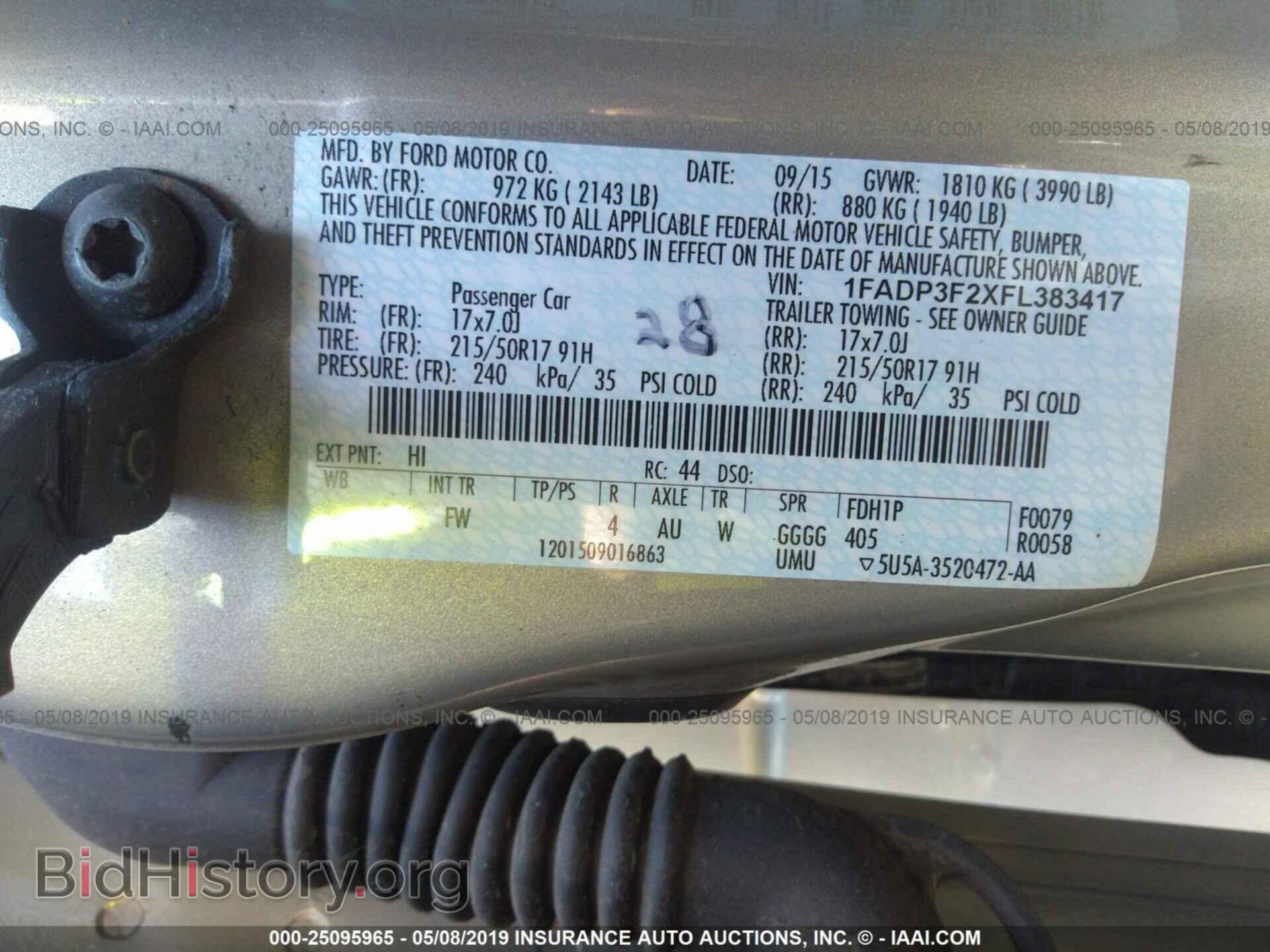 2015 FORD FOCUS - VIN: 1FADP3F2XFL383417 - Фото 9