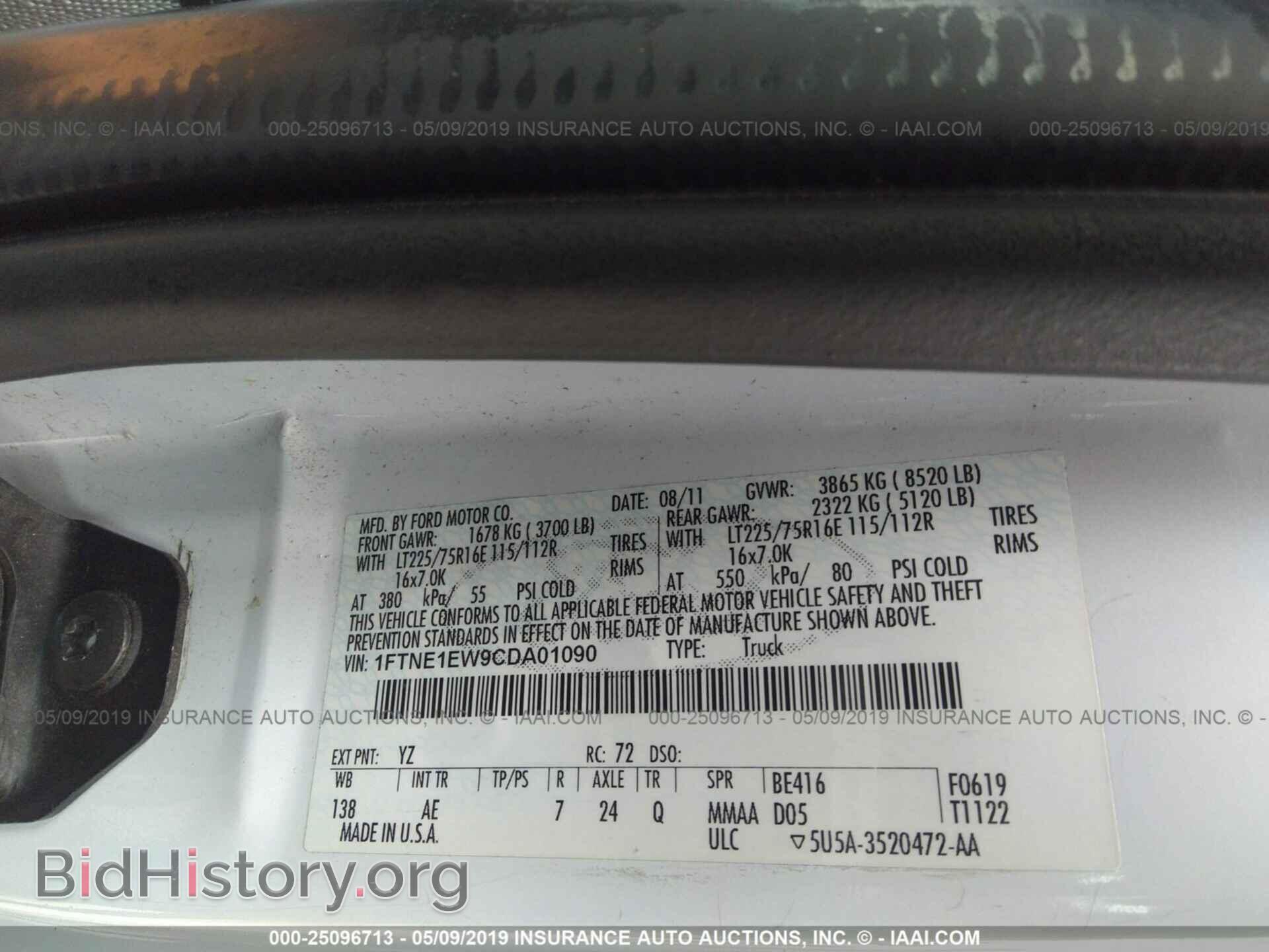 2012 FORD ECONOLINE - VIN: 1FTNE1EW9CDA01090 - Photo 9