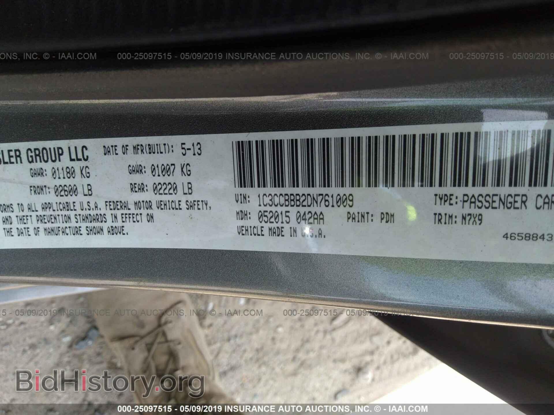 2013 CHRYSLER 200 - VIN: 1C3CCBBB2DN761009 - Photo 9