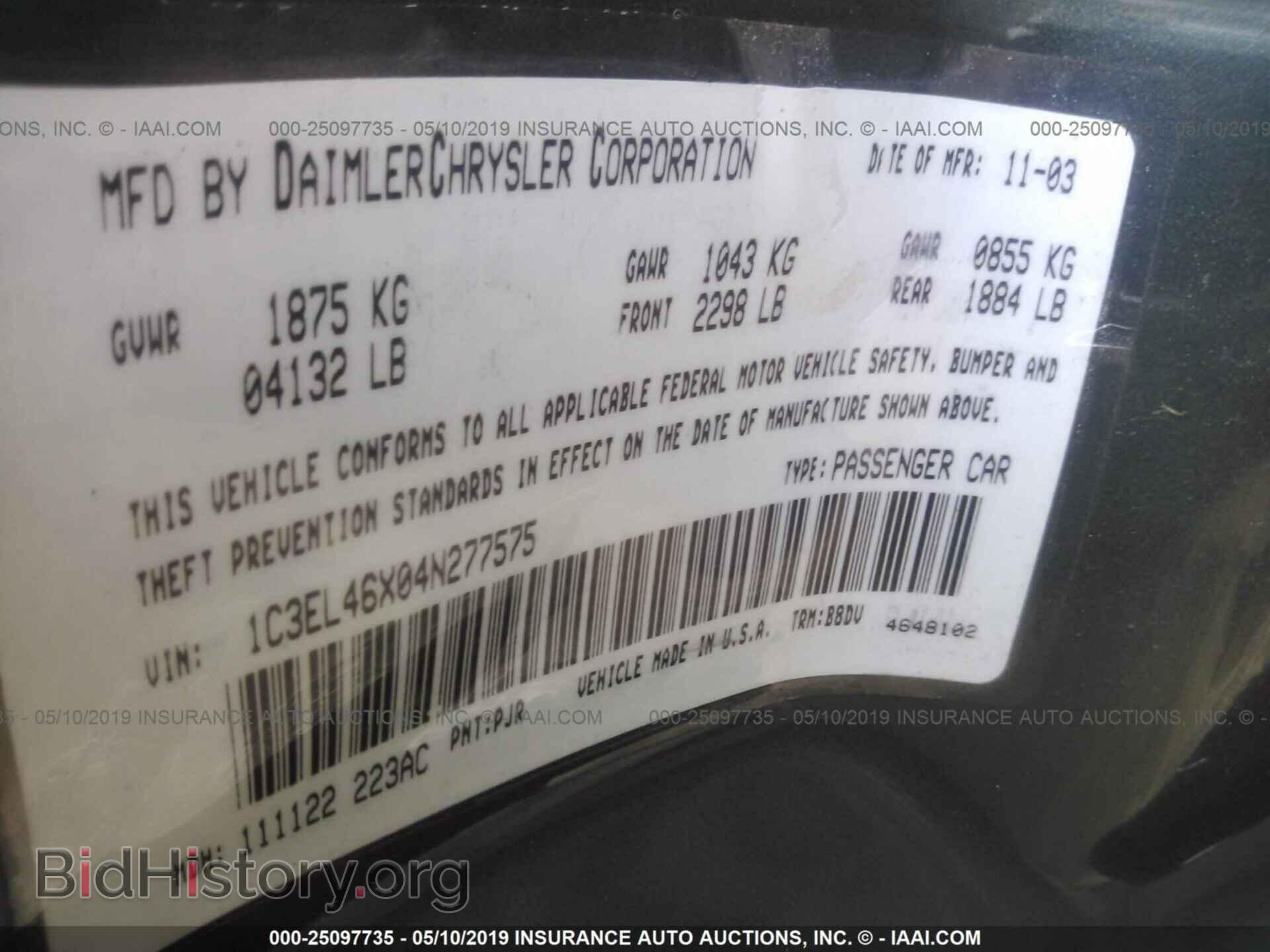2004 CHRYSLER SEBRING - VIN: 1C3EL46X04N277575 - Photo 9