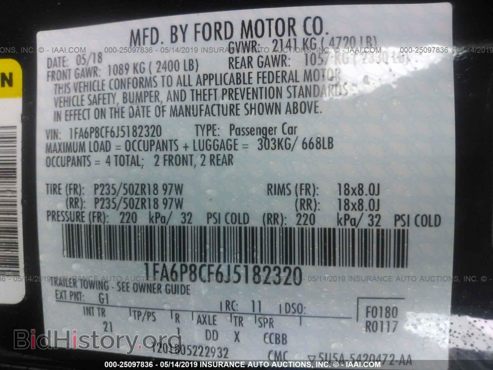 2018 FORD MUSTANG - VIN: 1FA6P8CF6J5182320 - Фото 9