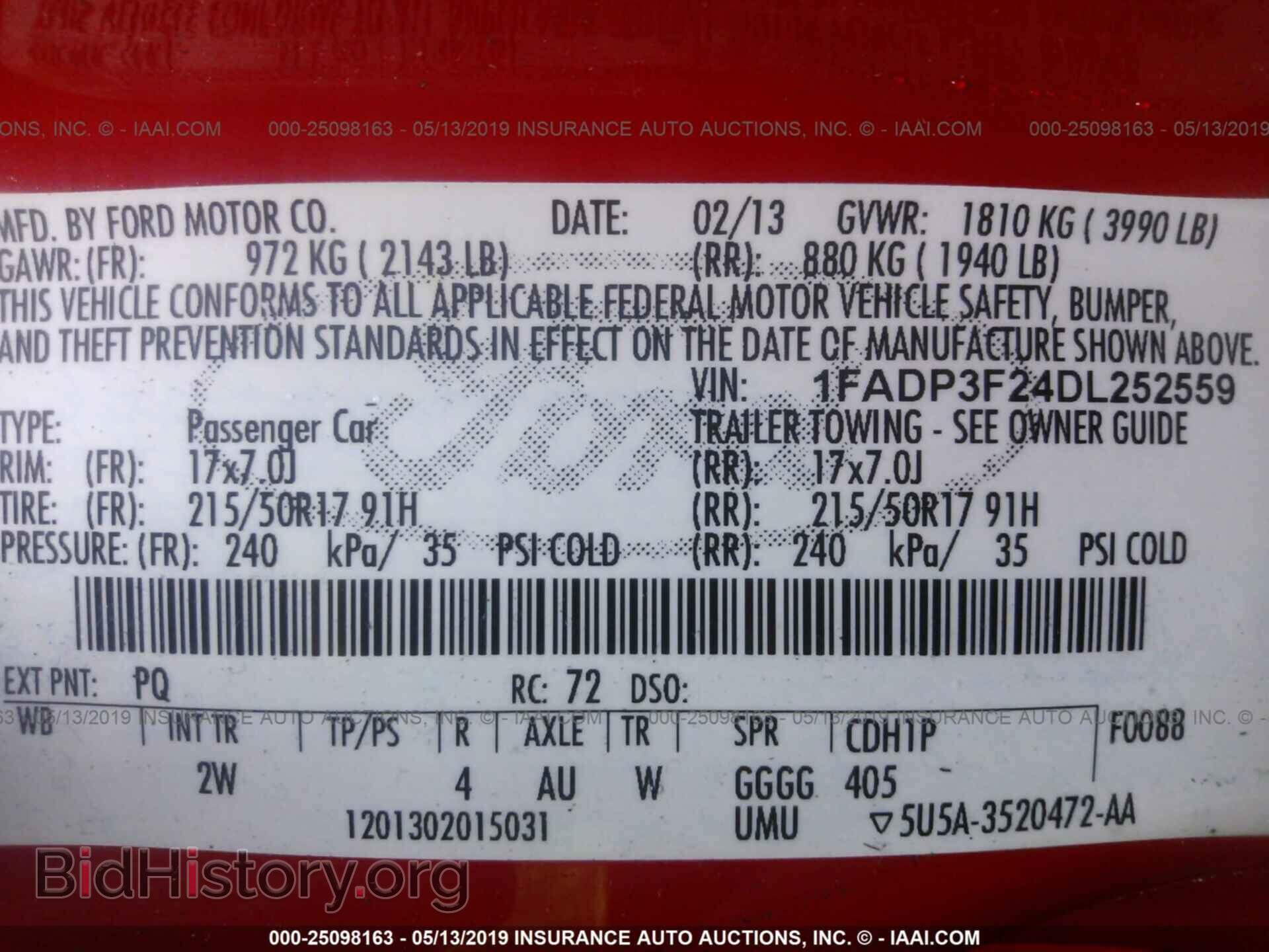 2013 FORD FOCUS - VIN: 1FADP3F24DL252559 - Фото 9