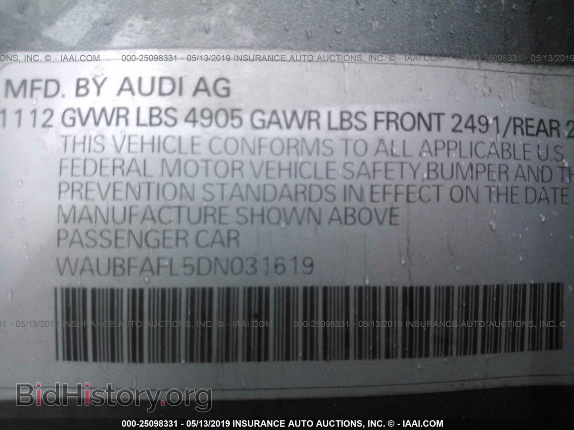 2013 AUDI A4 - VIN: WAUBFAFL5DN031619 - Фото 9