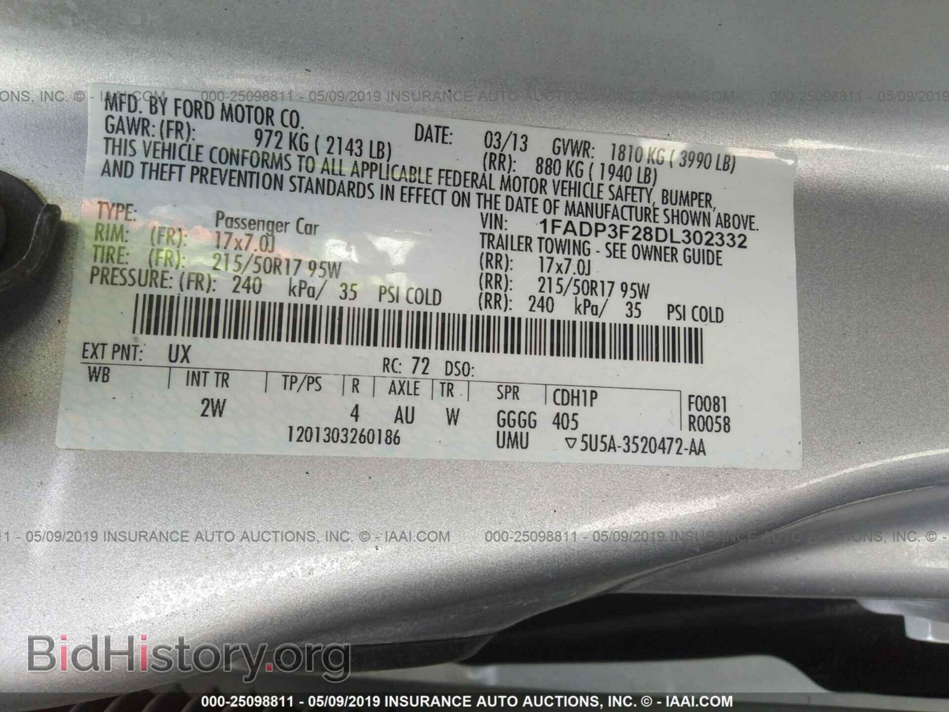 2013 FORD FOCUS - VIN: 1FADP3F28DL302332 - Фото 9