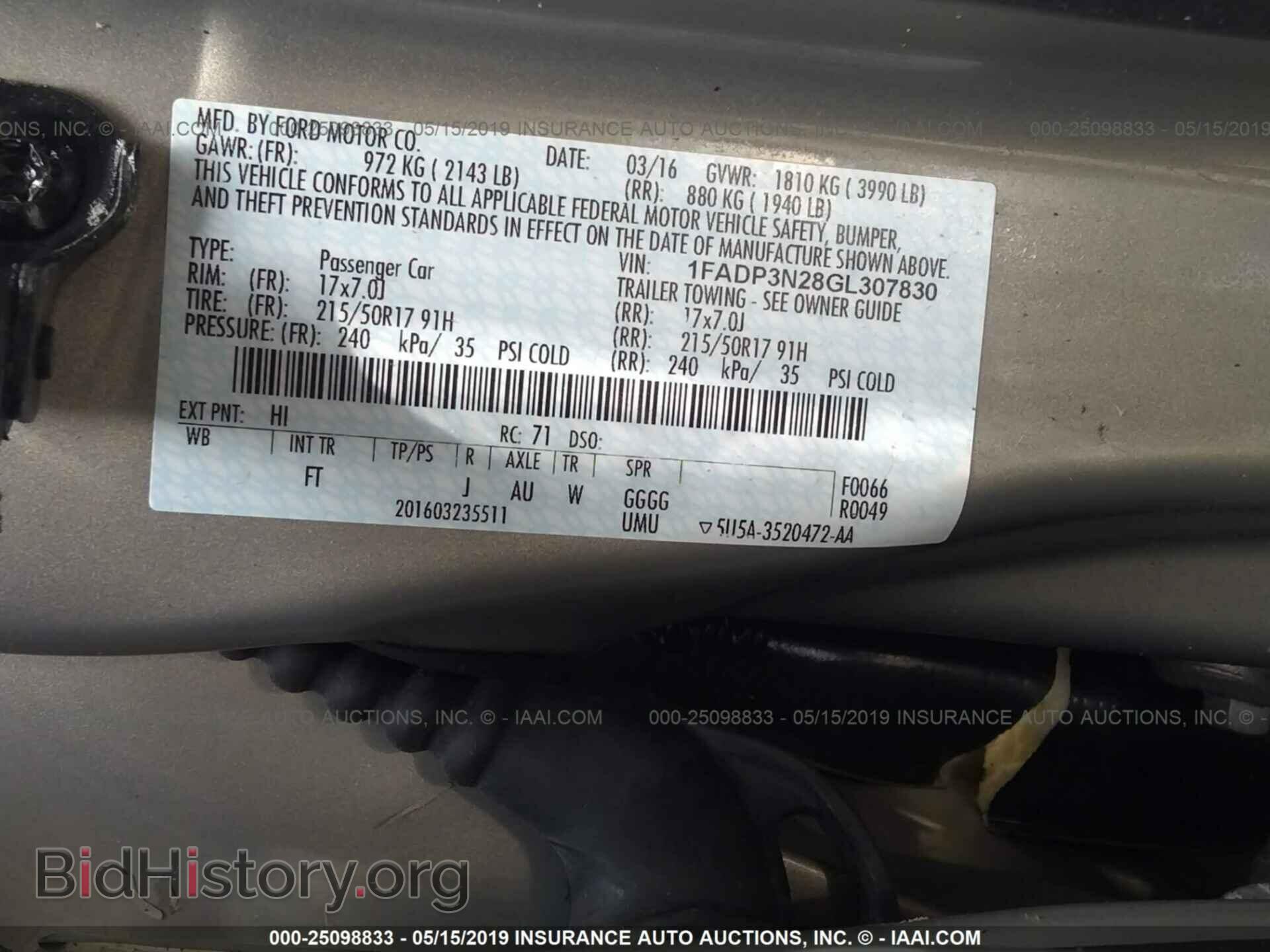 2016 FORD FOCUS - VIN: 1FADP3N28GL307830 - Фото 9