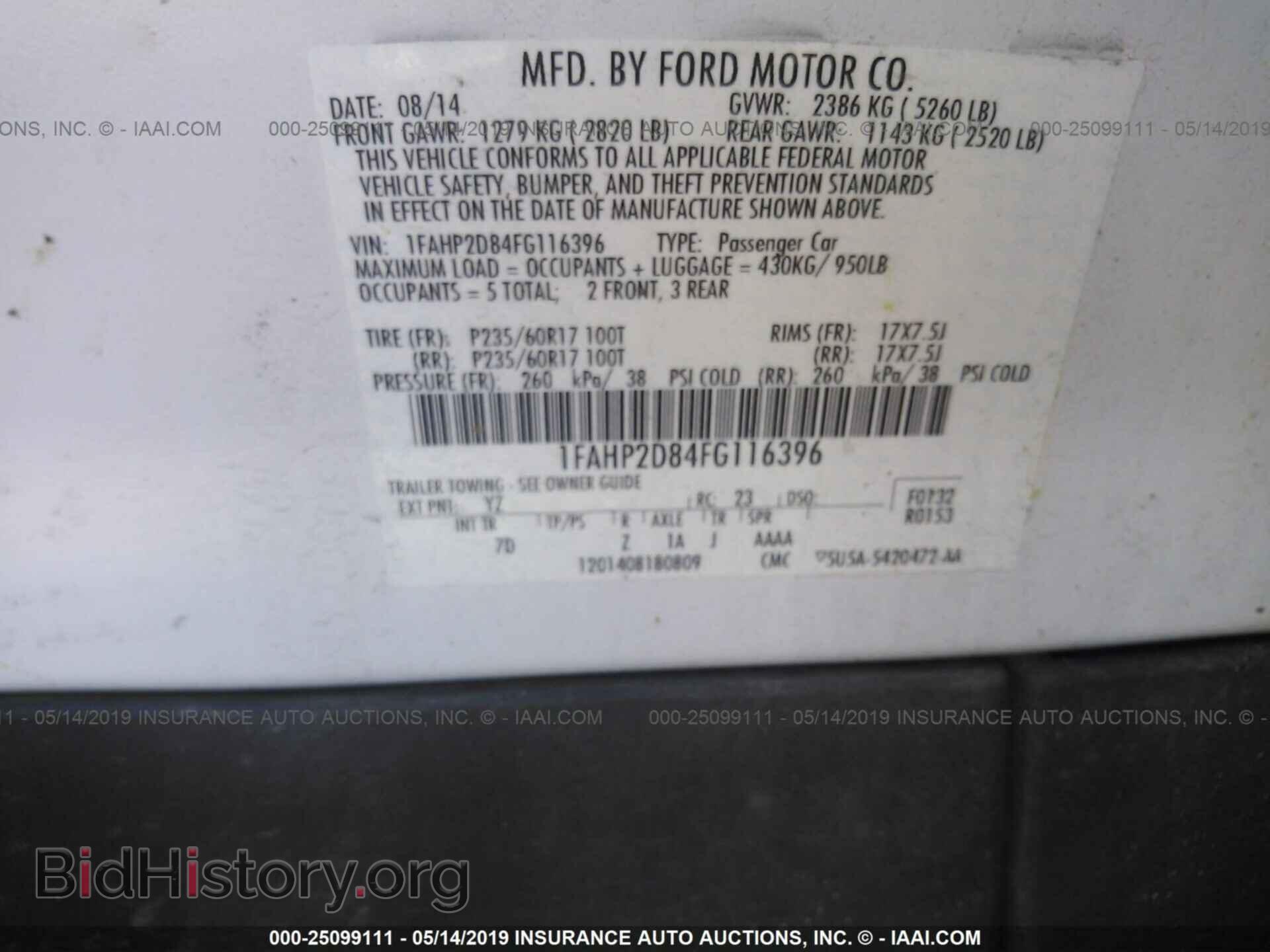 2015 FORD TAURUS - VIN: 1FAHP2D84FG116396 - Photo 9