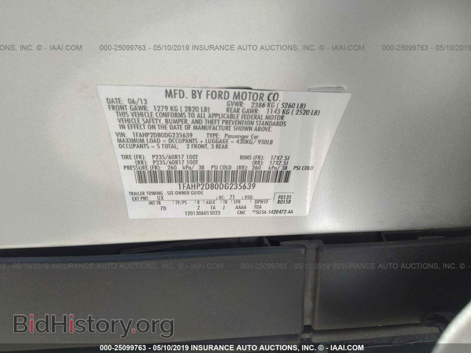 2013 FORD TAURUS - VIN: 1FAHP2D80DG235639 - Фото 9