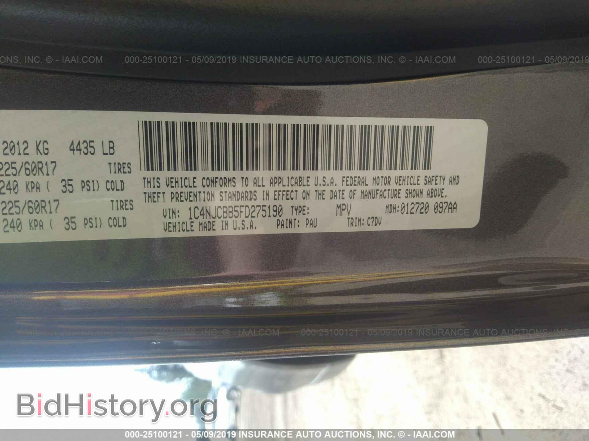 2015 JEEP COMPASS - VIN: 1C4NJCBB5FD275190 - Фото 9