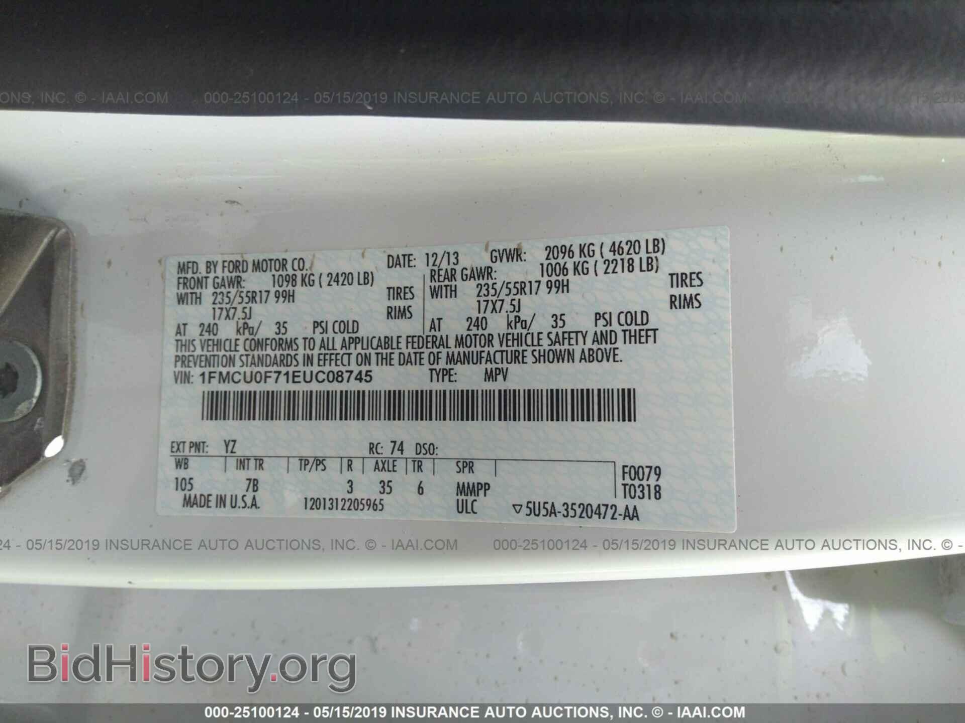 2014 FORD ESCAPE - VIN: 1FMCU0F71EUC08745 - Photo 9