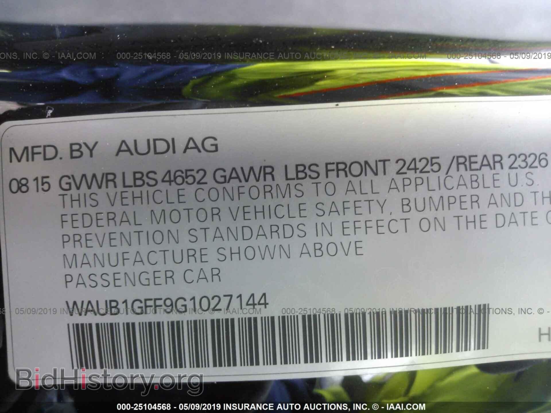 2016 AUDI S3 - VIN: WAUB1GFF9G1027144 - Фото 9