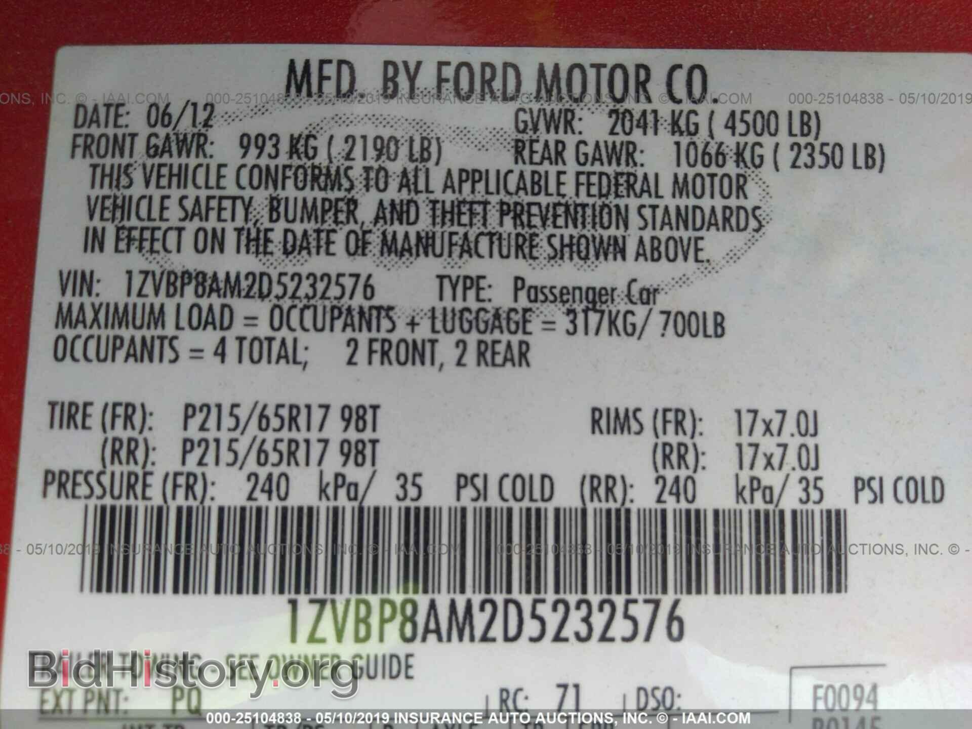 2013 FORD MUSTANG - VIN: 1ZVBP8AM2D5232576 - Фото 9