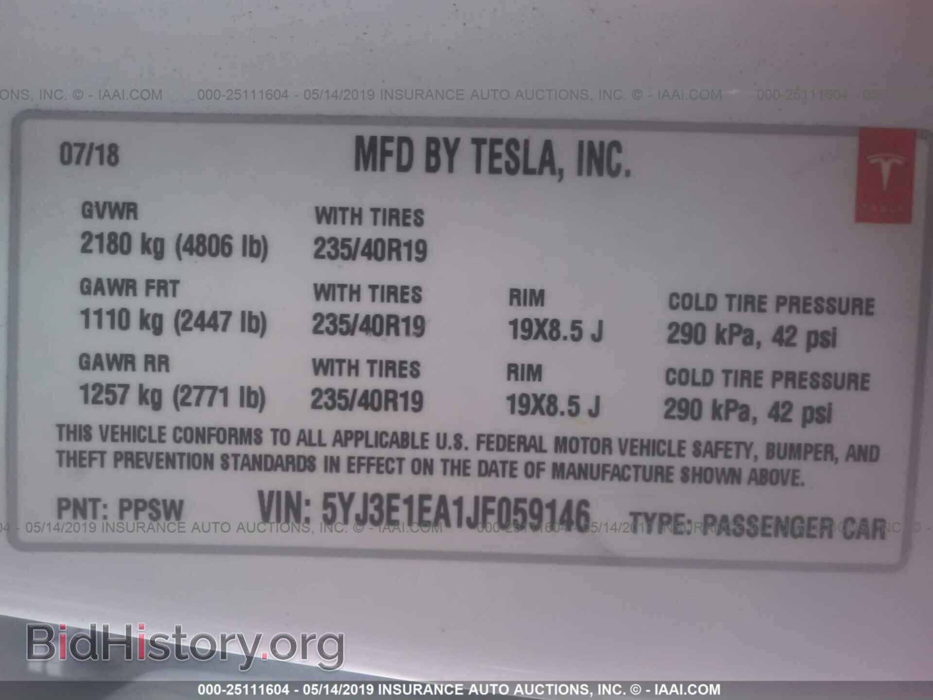 2018 TESLA MODEL 3 - VIN: 5YJ3E1EA1JF059146 - Photo 9