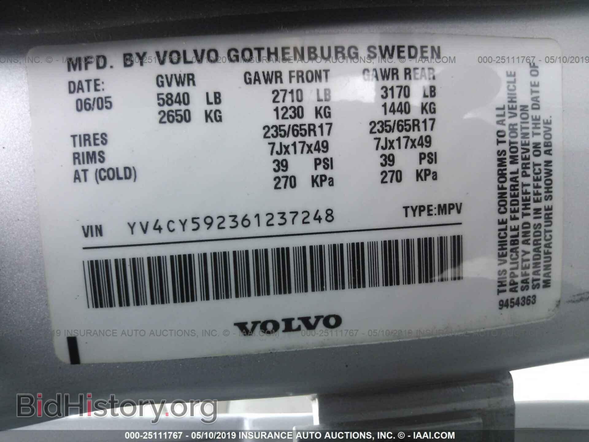 2006 VOLVO XC90 - VIN: YV4CY592361237248 - Фото 9