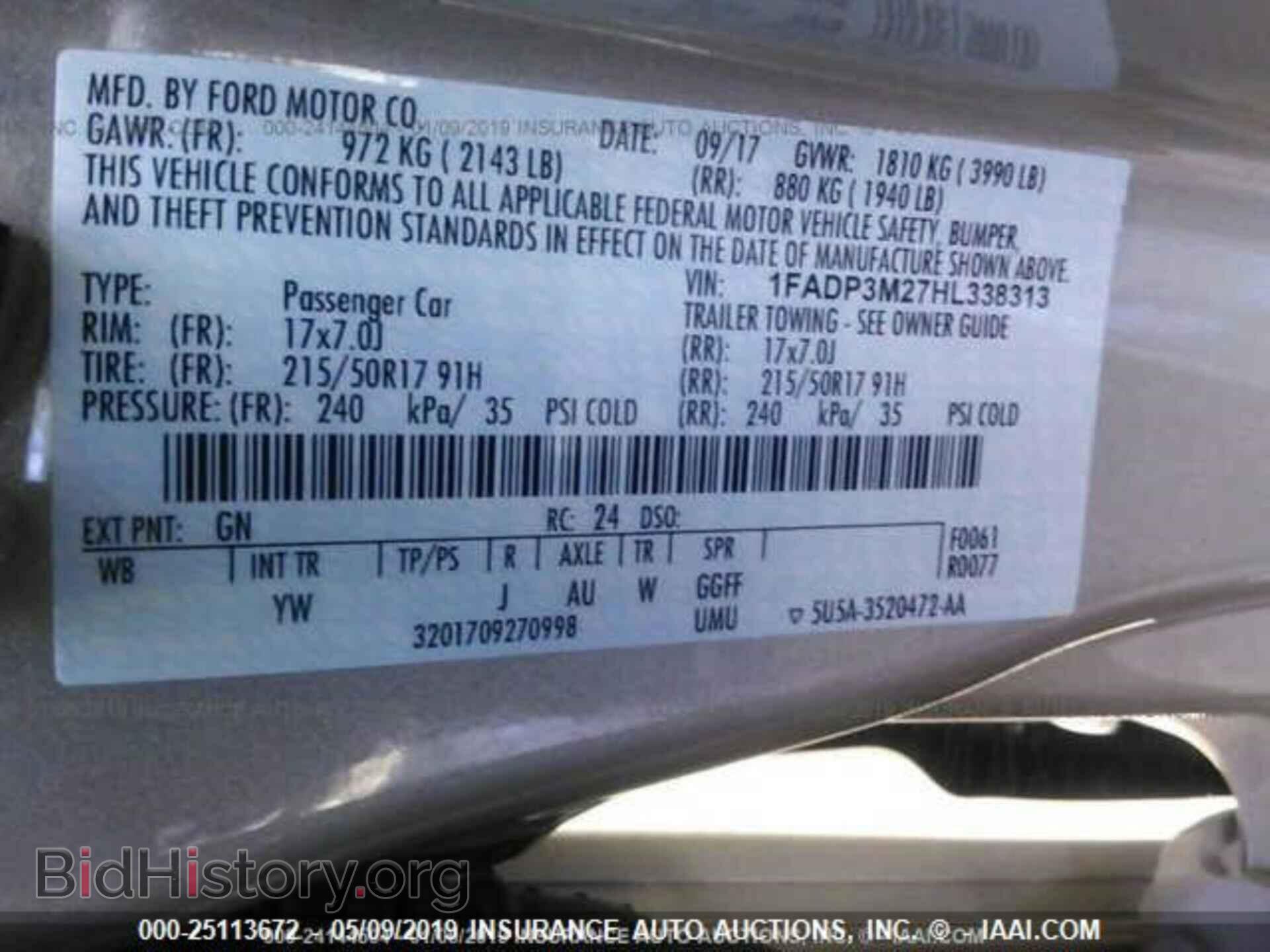 2017 FORD FOCUS - VIN: 1FADP3M27HL338313 - Фото 9