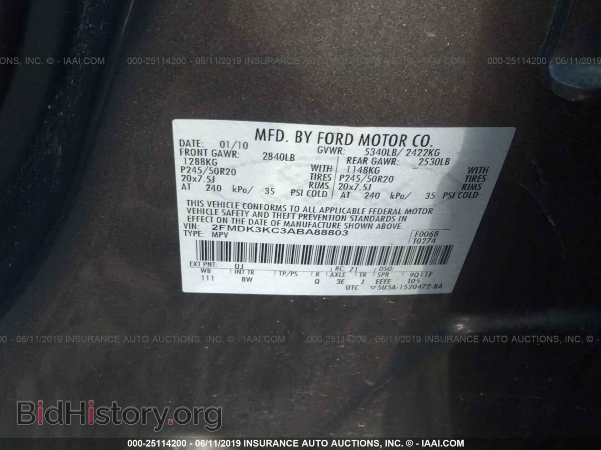 2010 FORD EDGE - VIN: 2FMDK3KC3ABA88803 - Фото 9