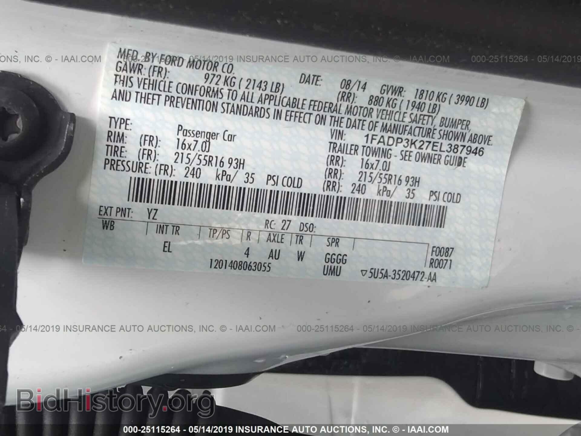 2014 FORD FOCUS - VIN: 1FADP3K27EL387946 - Фото 9