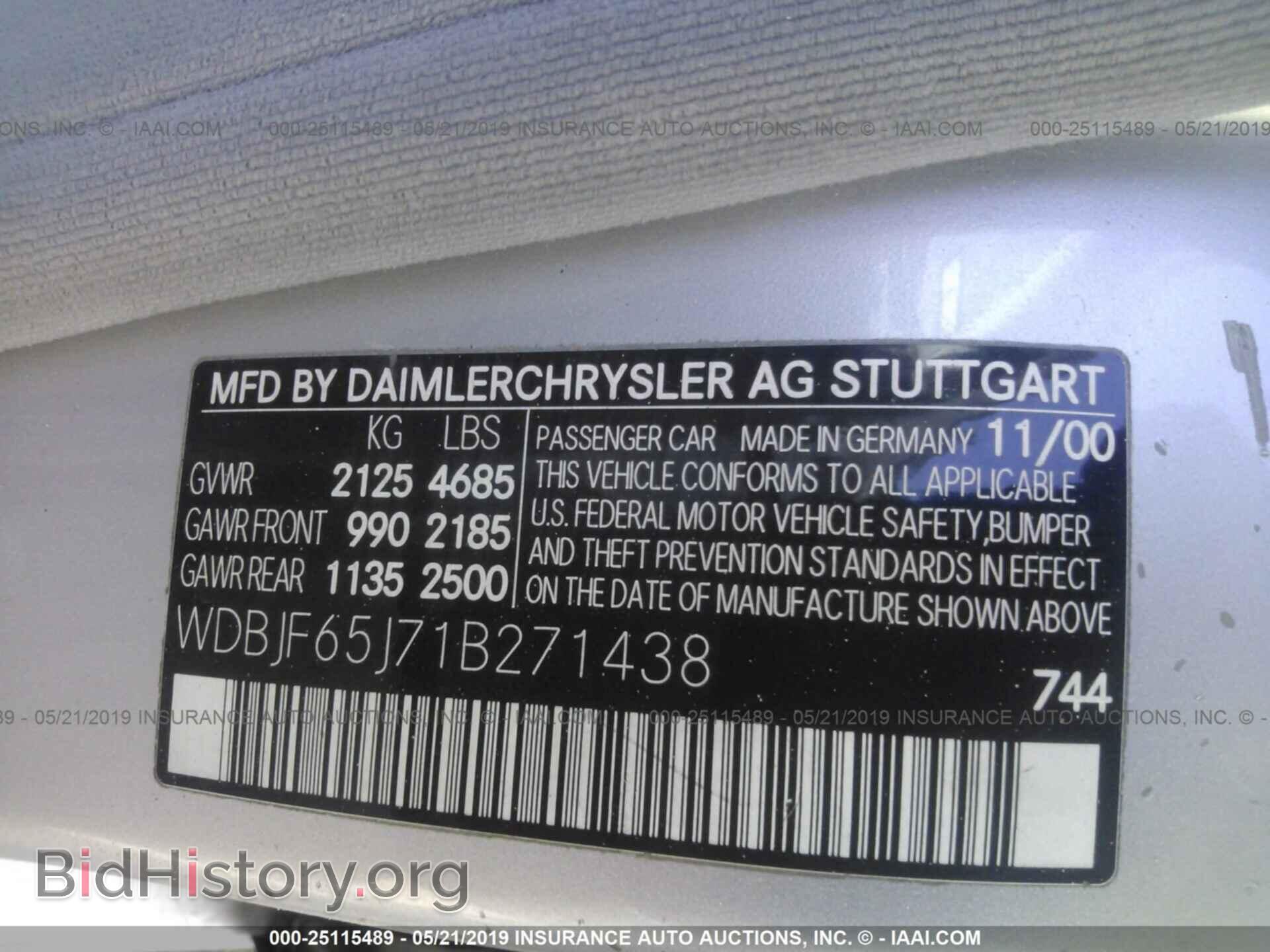 2001 MERCEDES-BENZ E - VIN: WDBJF65J71B271438 - Фото 9