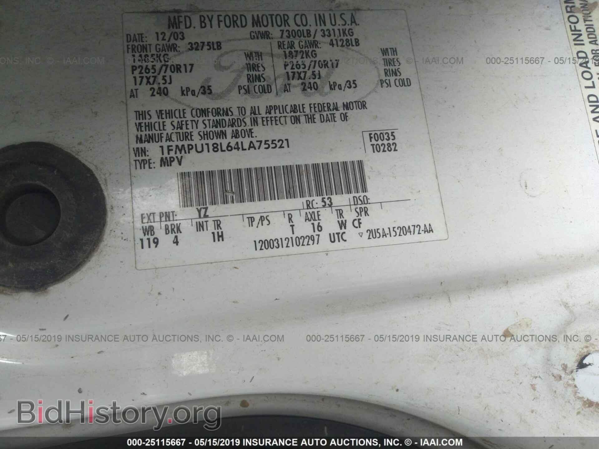 2004 FORD EXPEDITION - VIN: 1FMPU18L64LA75521 - Фото 9
