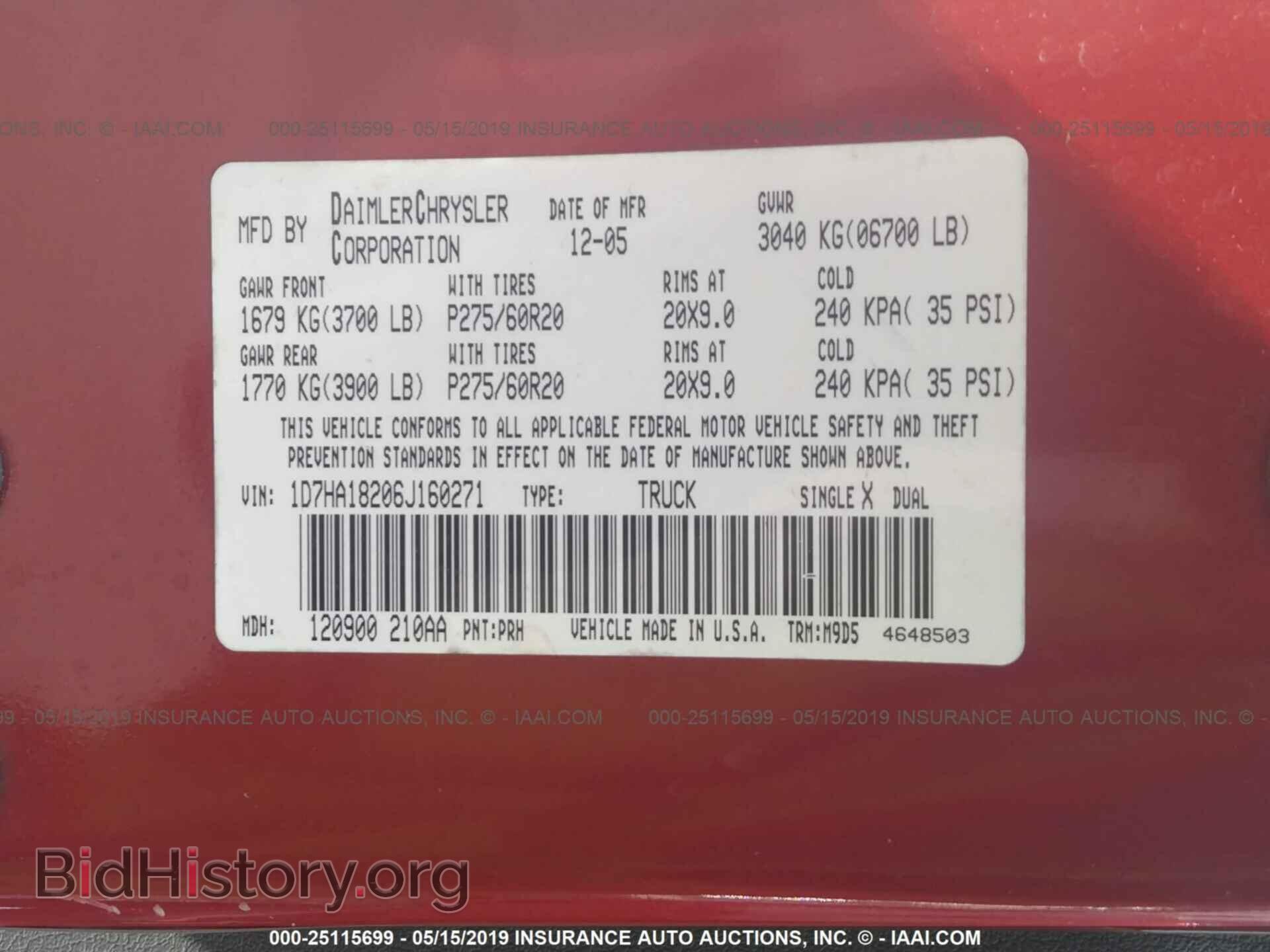 2006 DODGE RAM 1500 - VIN: 1D7HA18206J160271 - Фото 9