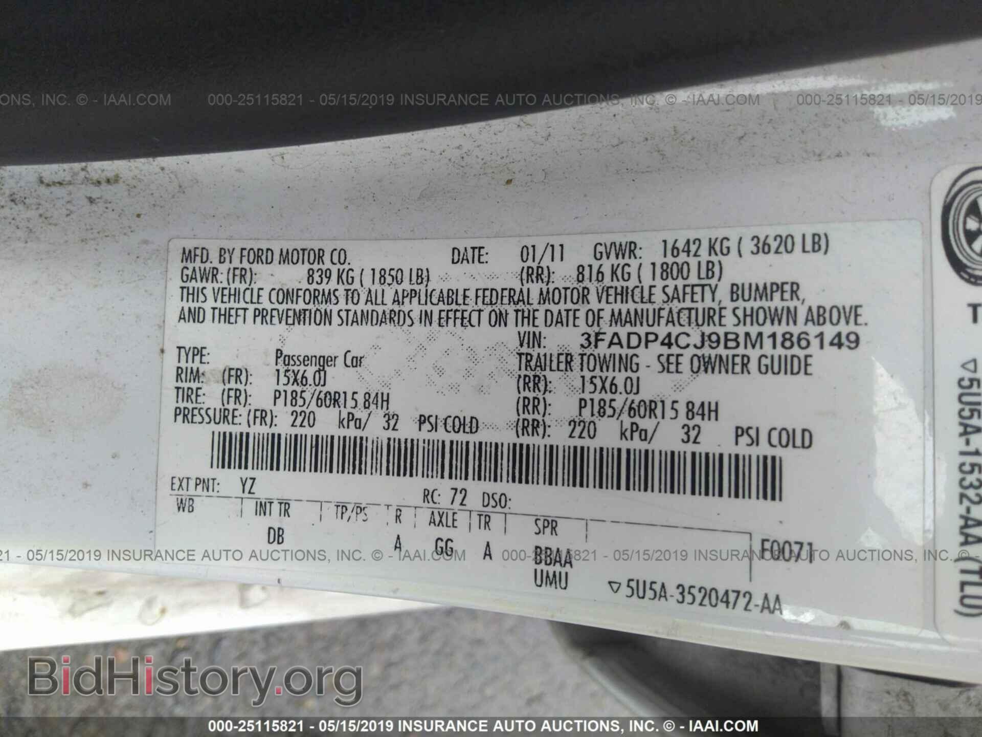 2011 FORD FIESTA - VIN: 3FADP4CJ9BM186149 - Фото 9