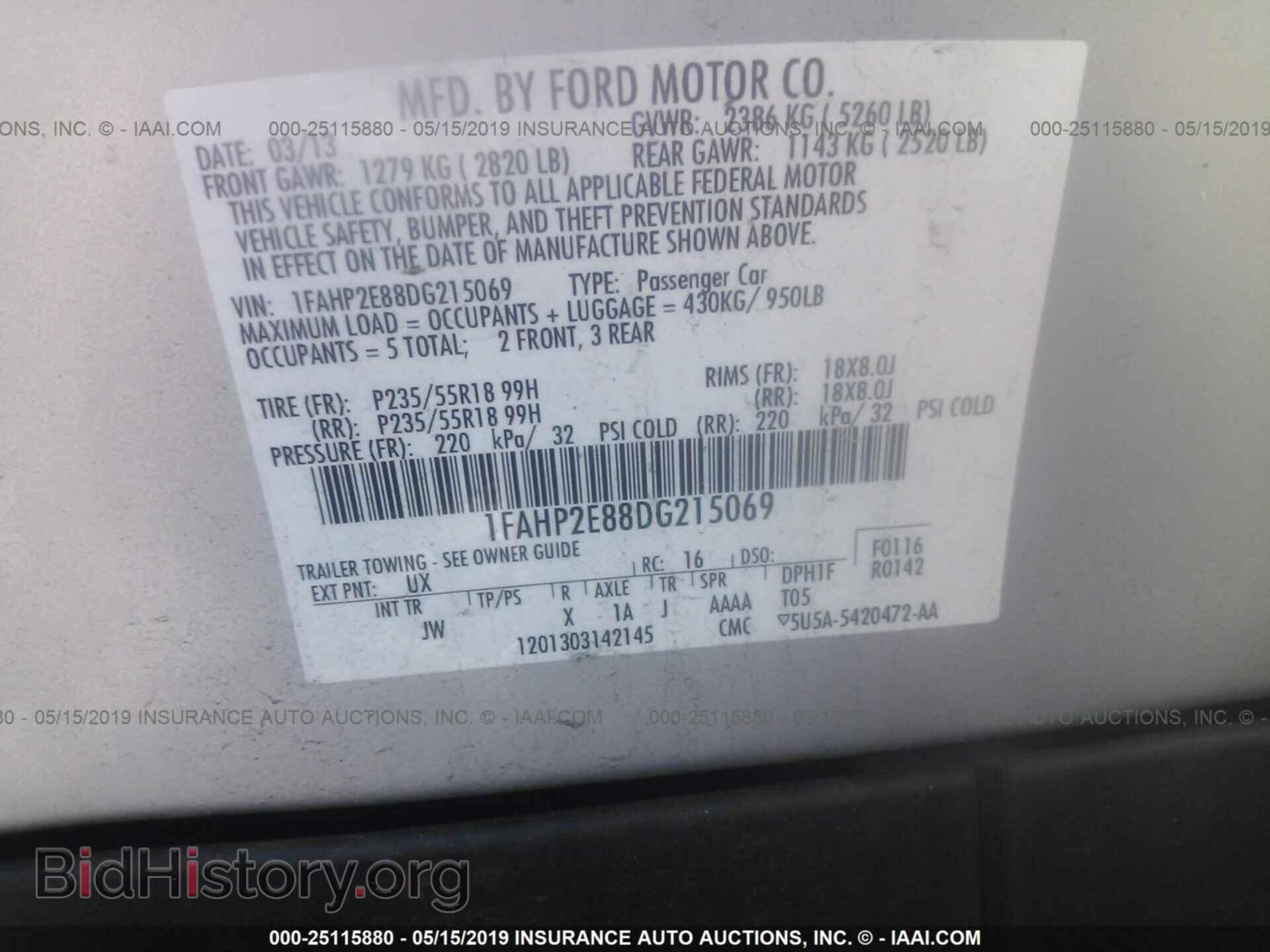 2013 FORD TAURUS - VIN: 1FAHP2E88DG215069 - Фото 9