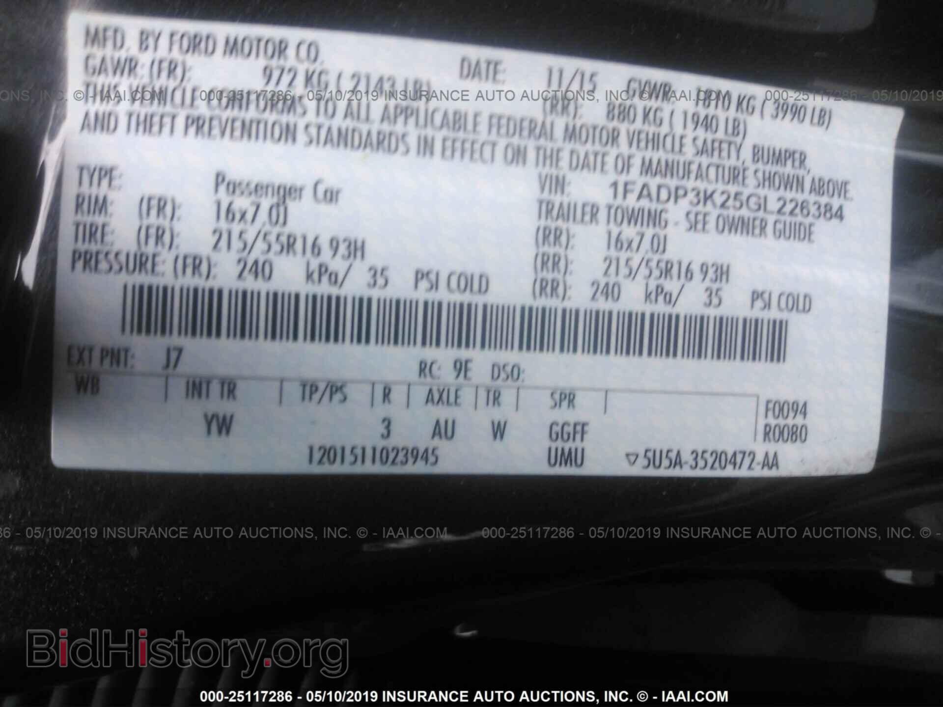 2016 FORD FOCUS - VIN: 1FADP3K25GL226384 - Фото 9
